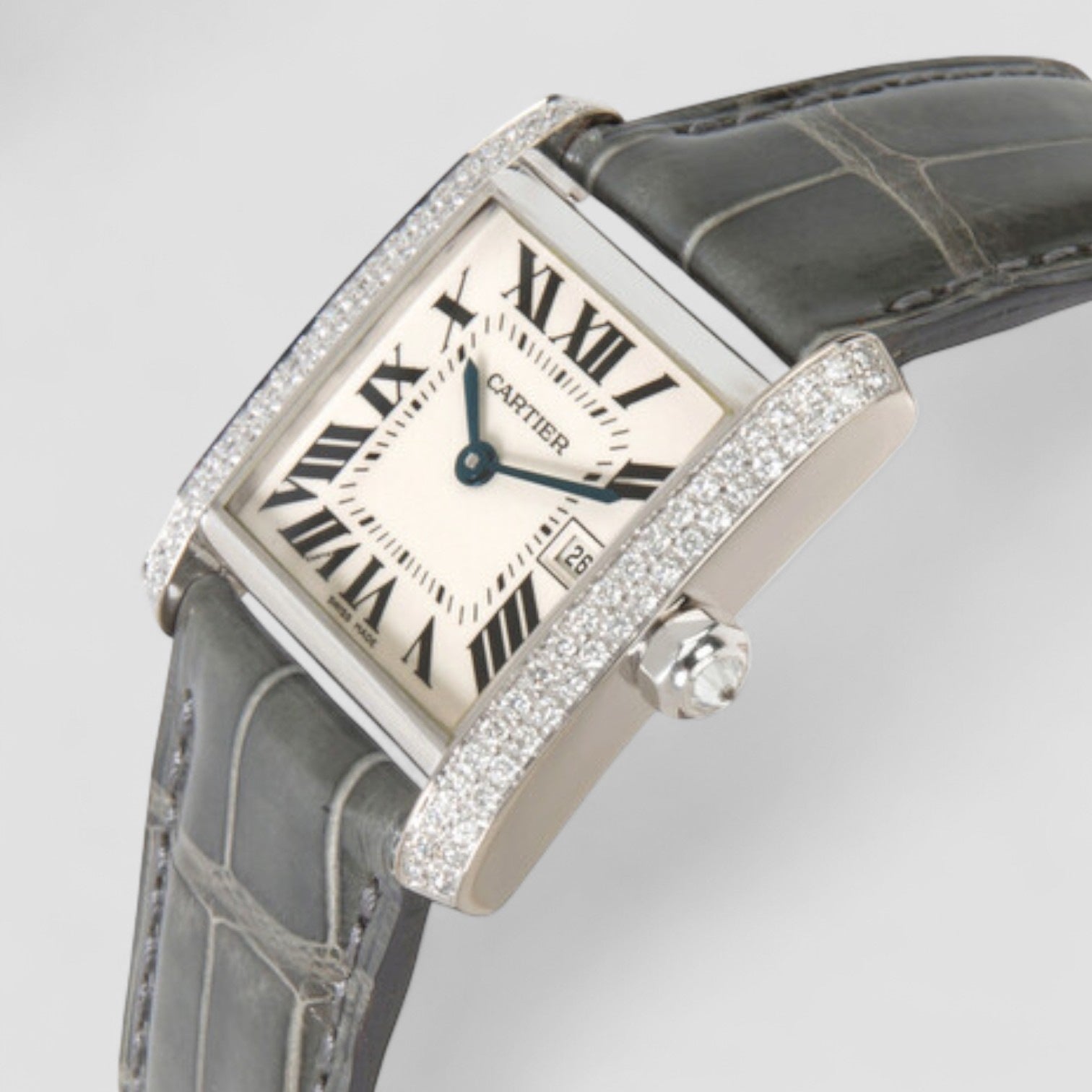 Tank Francaise 18kt White Gold Diamond Midsize Watch