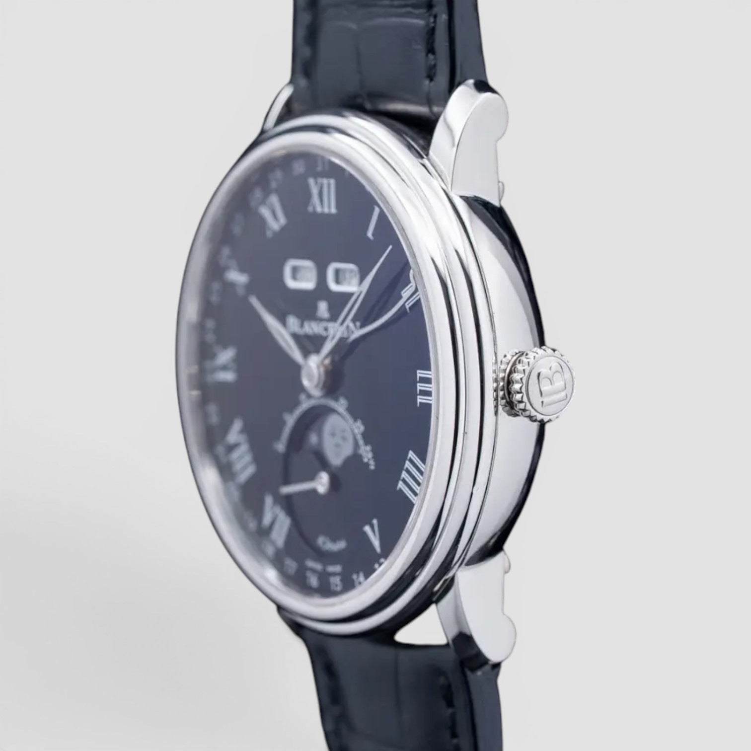 Villeret Quantième Complet 8 Jours Platinum Black Dial