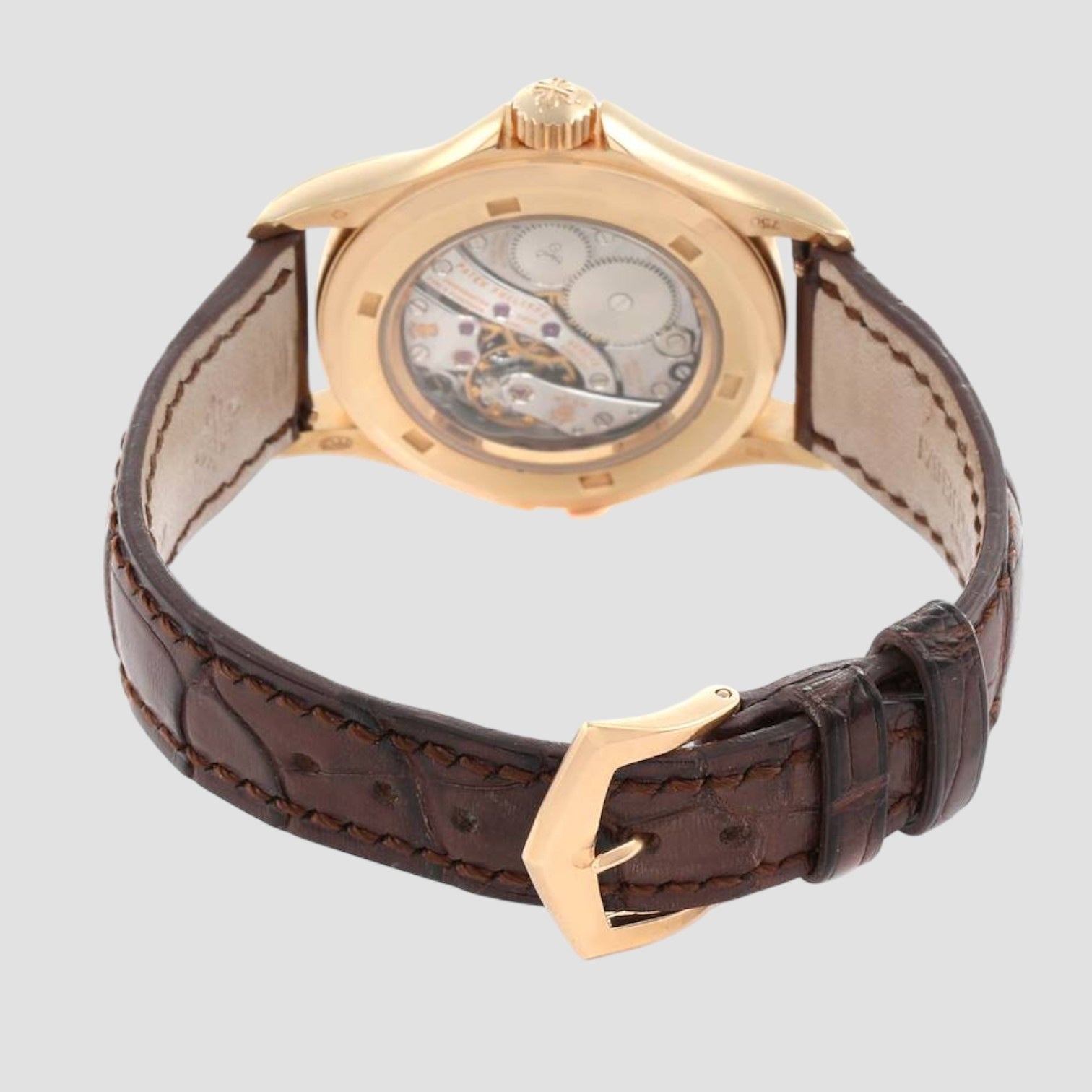 Calatrava Travel Time Rose Gold Diamond Ladies Watch