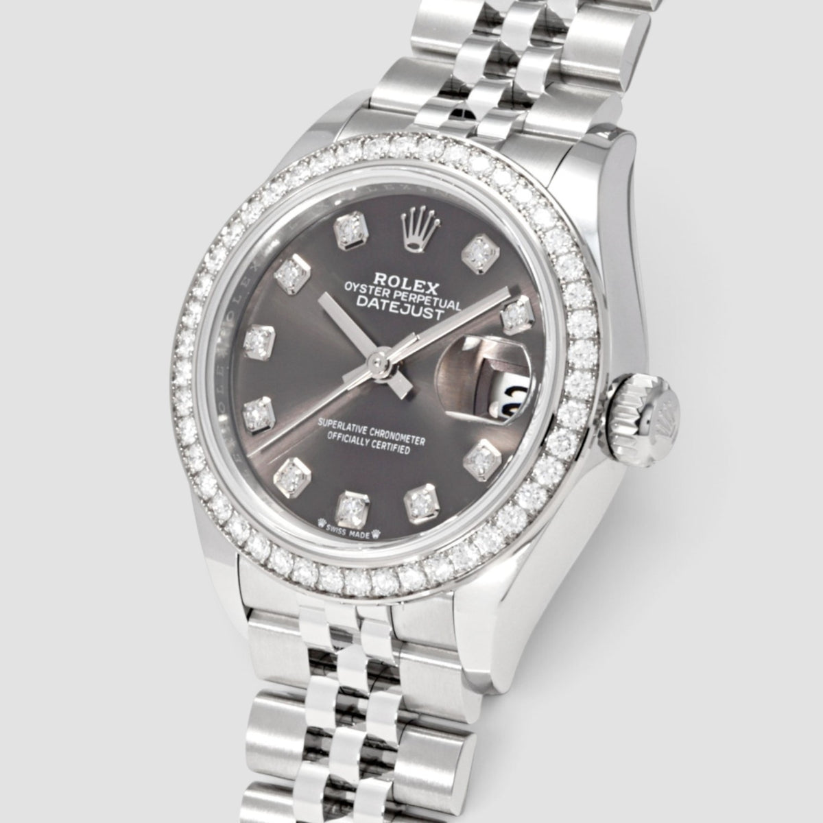 Lady-Datejust 28 Grey Diamond Dial Jubilee