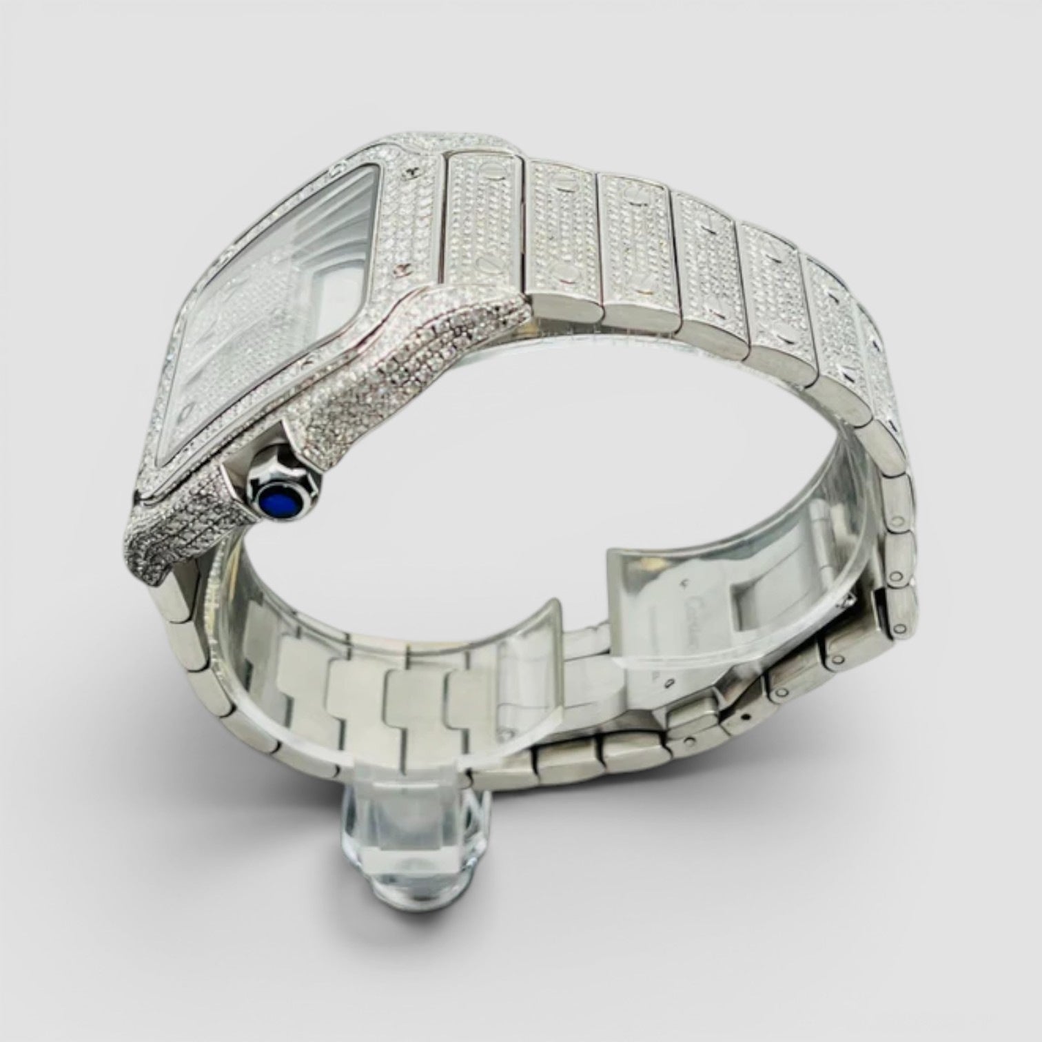 Santos De Cartier Fully Iced Out - Arabic Dial