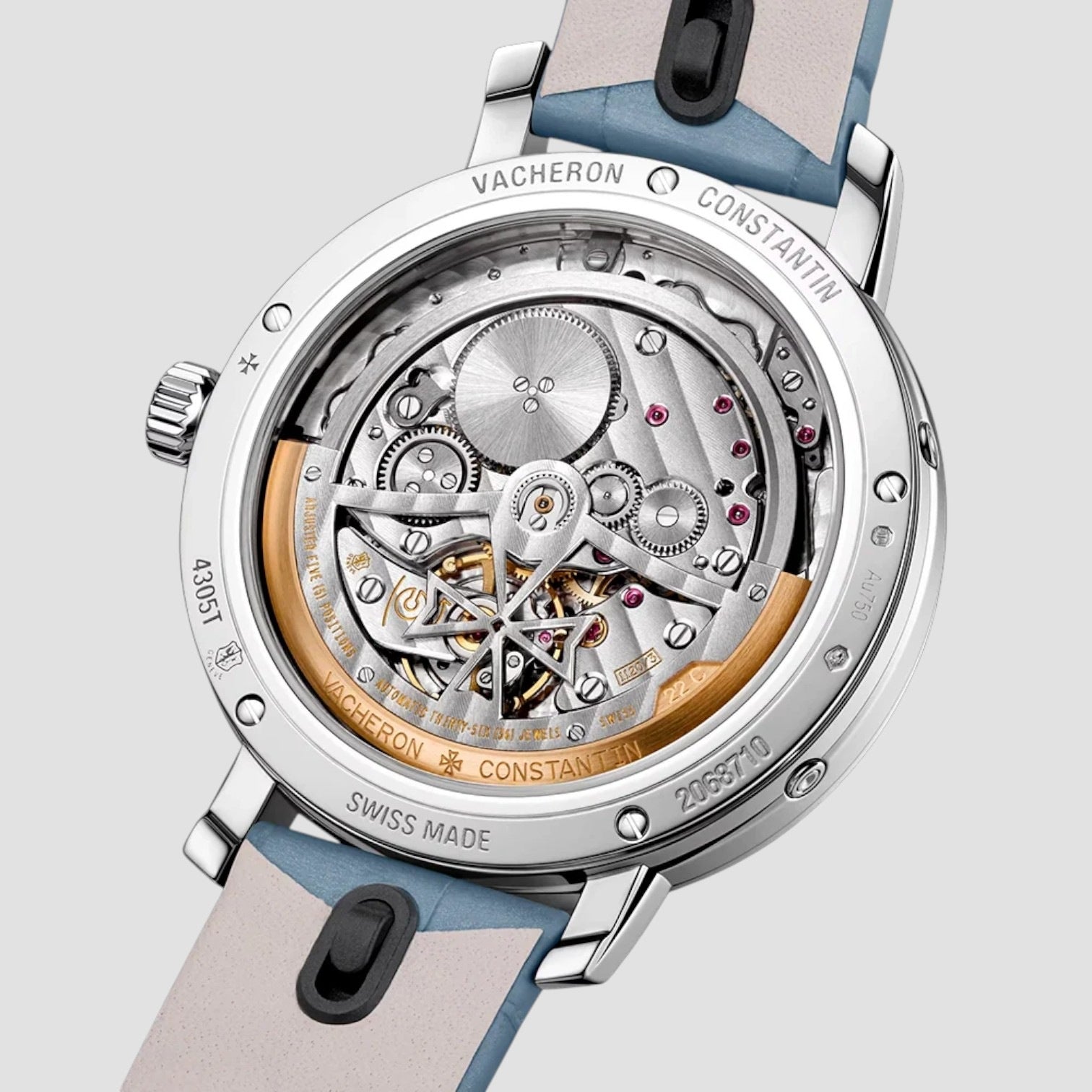 Traditionnelle Perpetual Calendar Ultra-Thin Light Blue Ladies Strap Watch