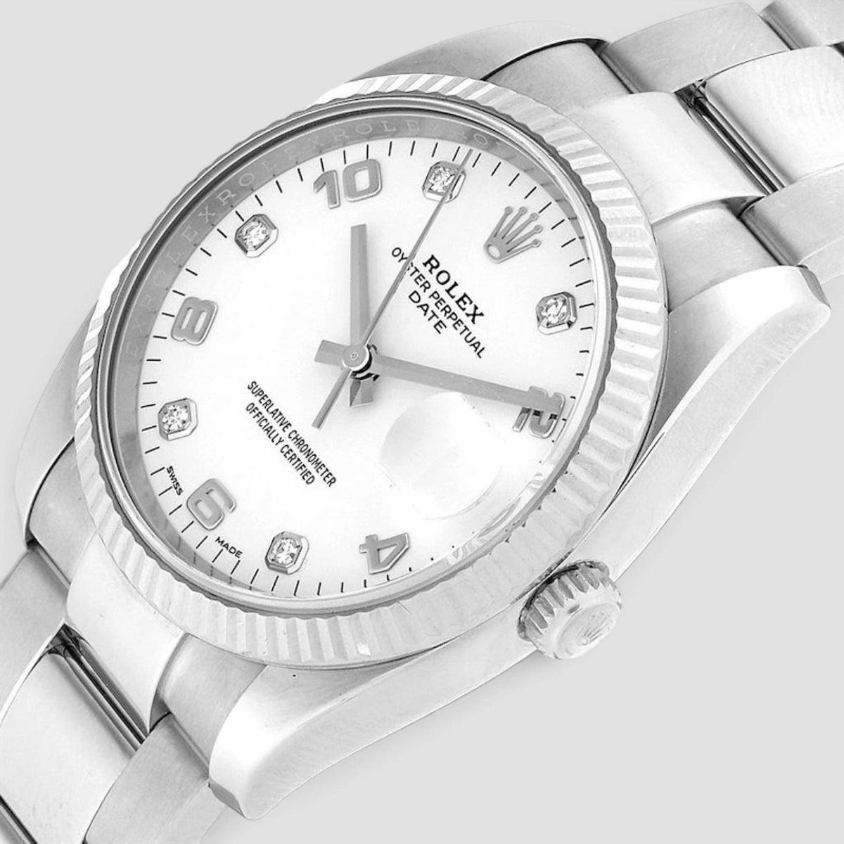 Oyster Perpetual Date 34 White Diamond Dial