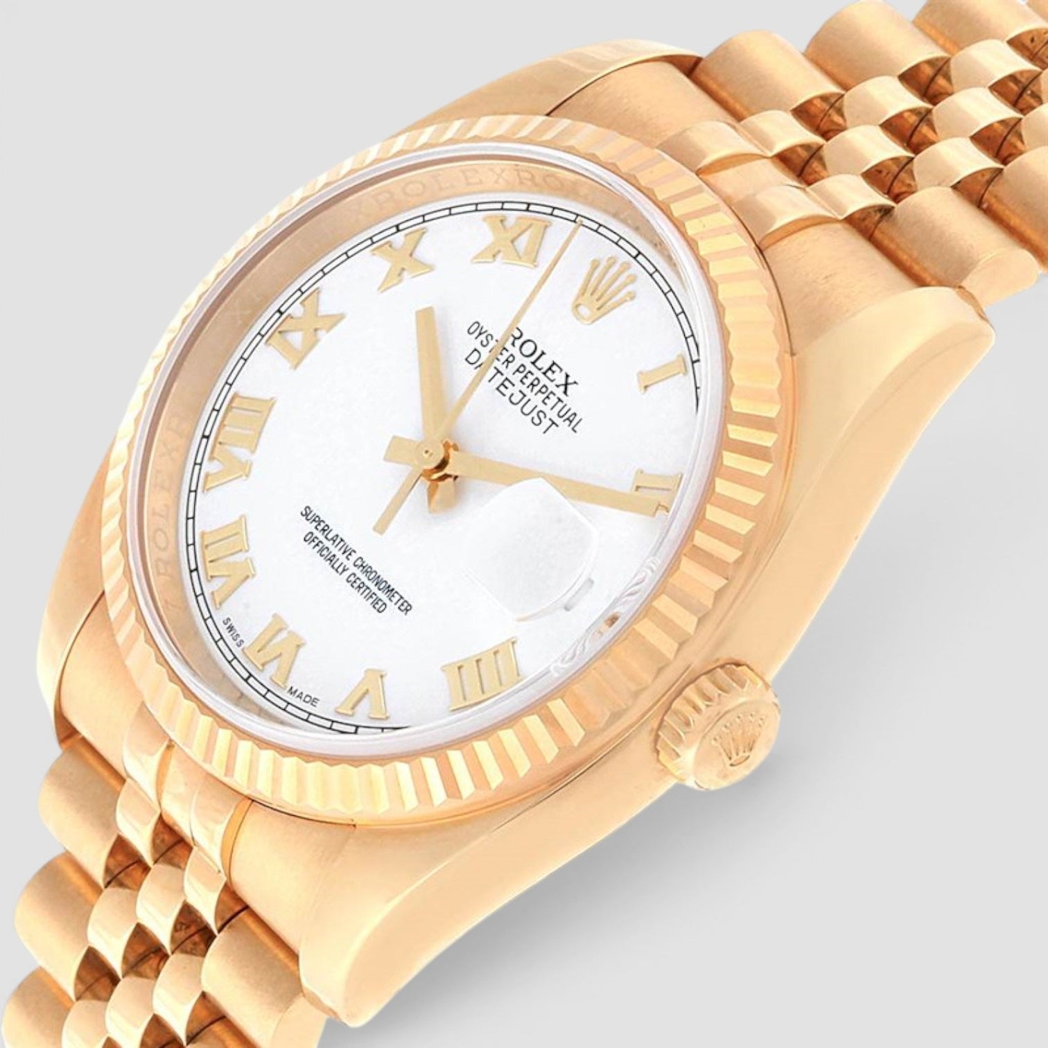 Datejust 36mm 18K Yellow Gold White Roman Dial