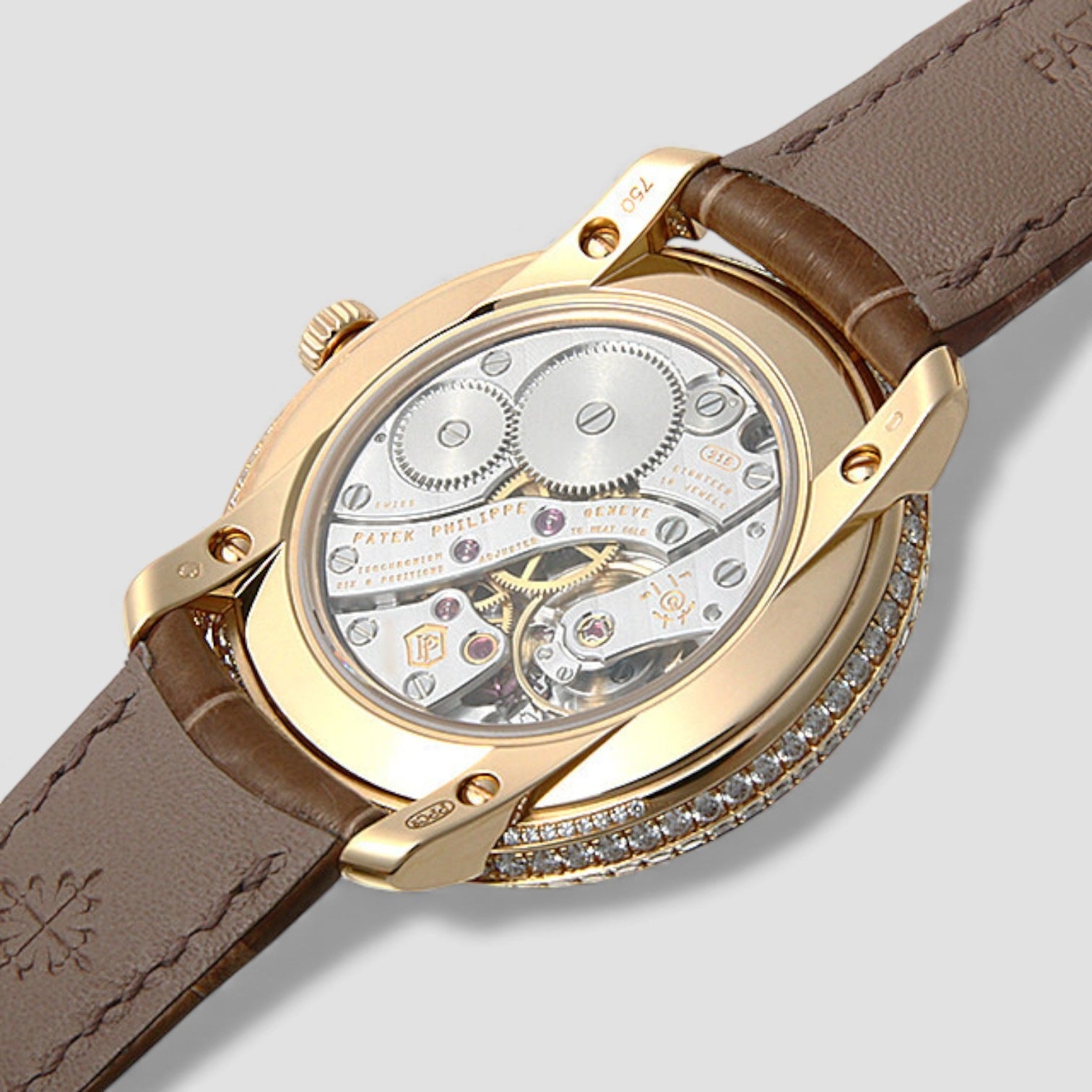 Calatrava Moon Phase 18K Rose Gold Diamond Bezel