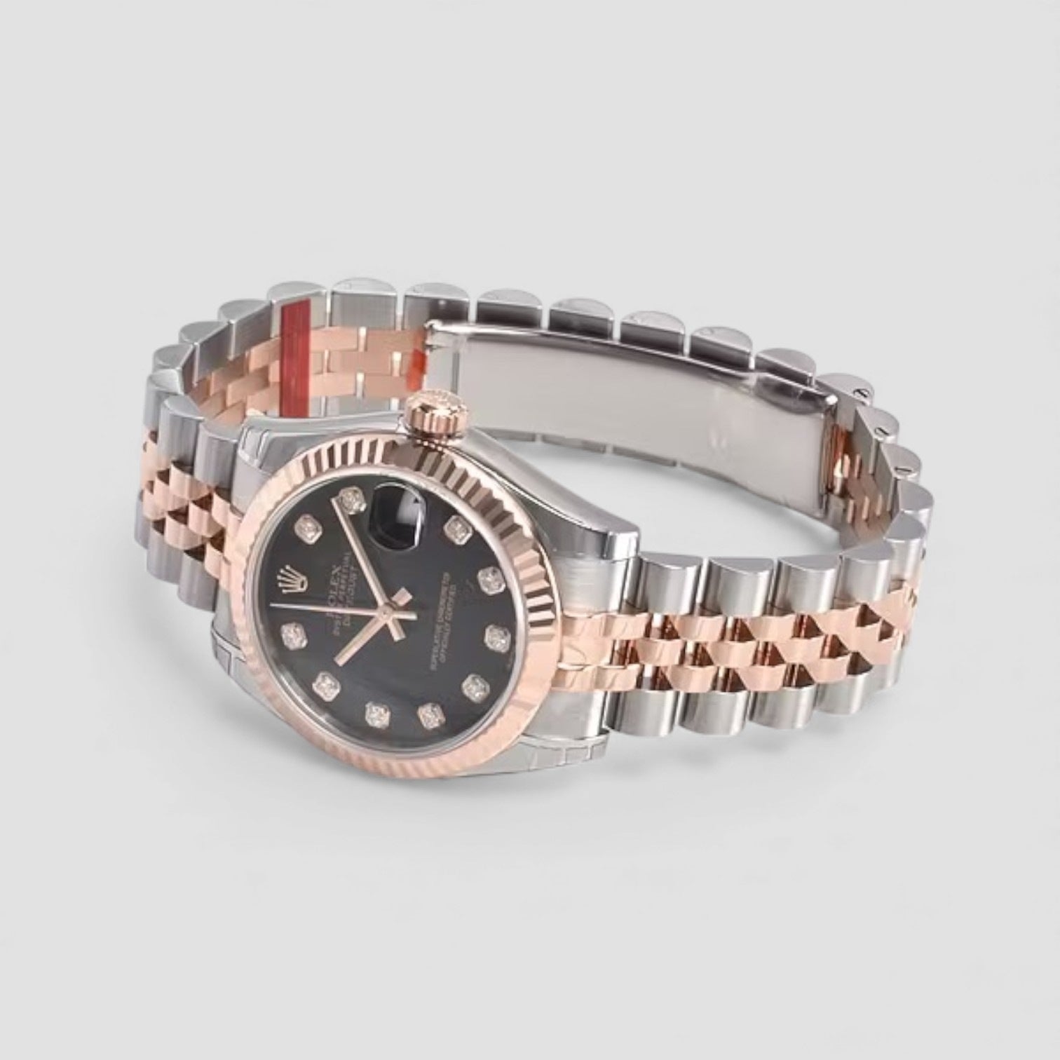 Datejust Automatic Black set with diamonds Dial Stainless Steel and Everose Gold Ladi