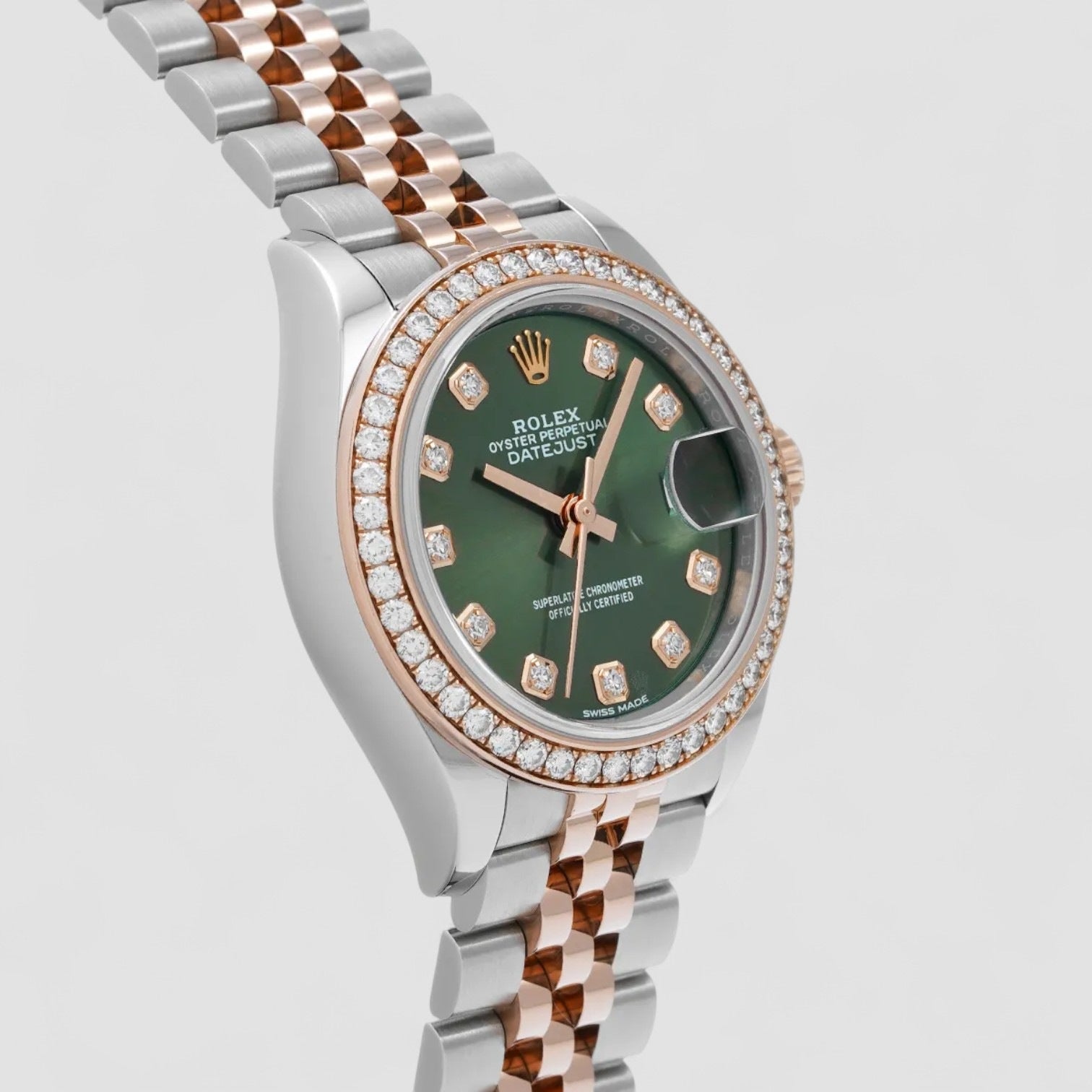 Lady-Datejust 28 Green Diamond Dial Watch