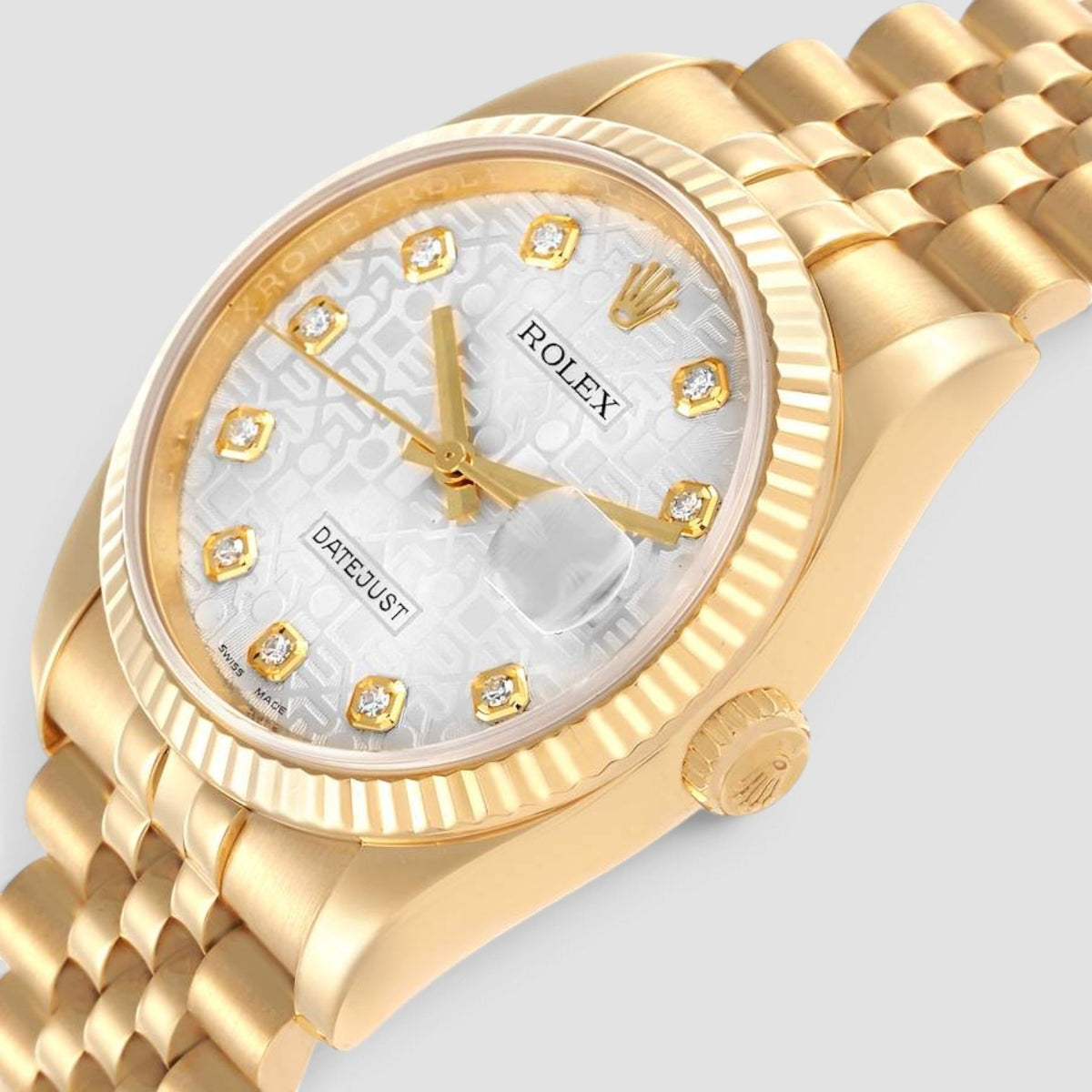 Datejust 36 Yellow Gold Silver Diamond Dial