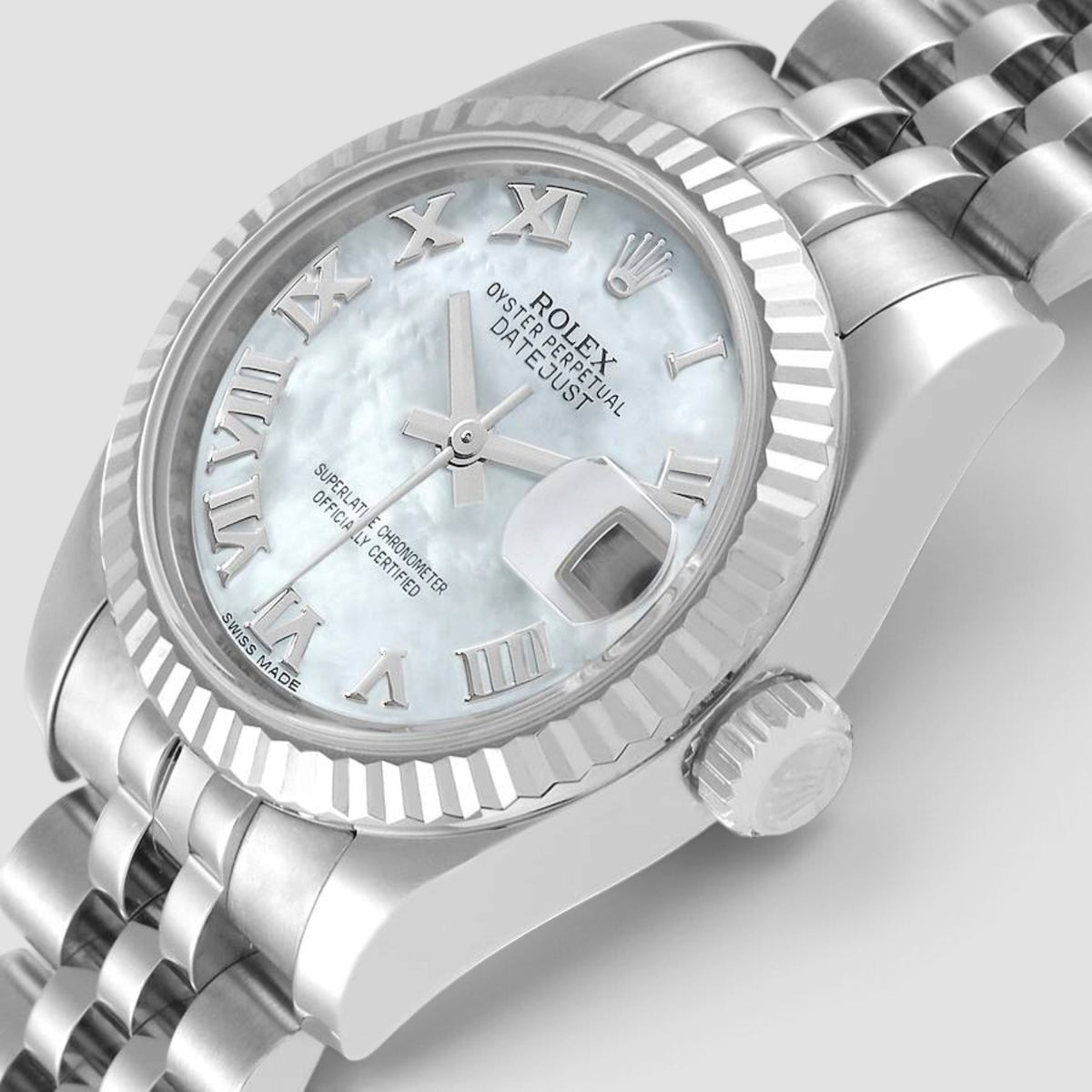 Lady-Datejust White Mother-of-Pearl Roman Numeral Dial Jubilee
