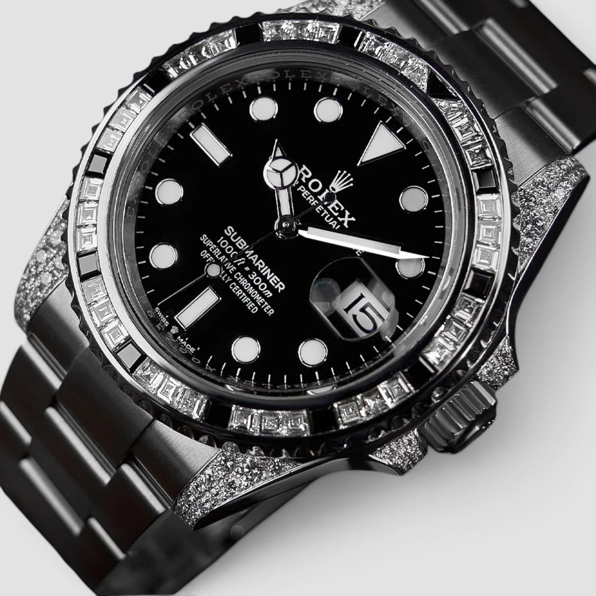 Submariner Date 41 Custom Diamond-Set Tuxedo Bezel
