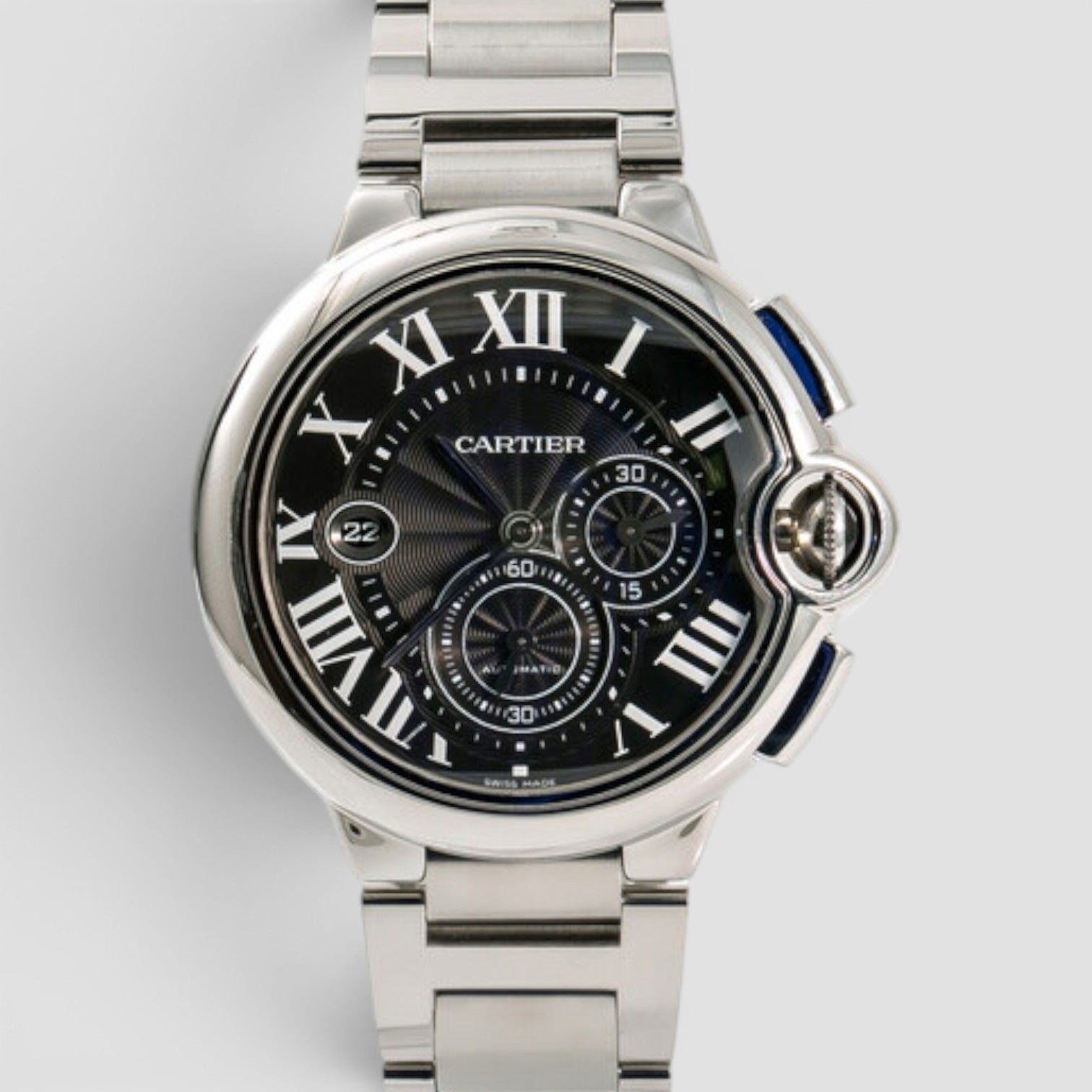 Ballon Bleu Chronograph Automatic Black Dial Men's Watch 44mm