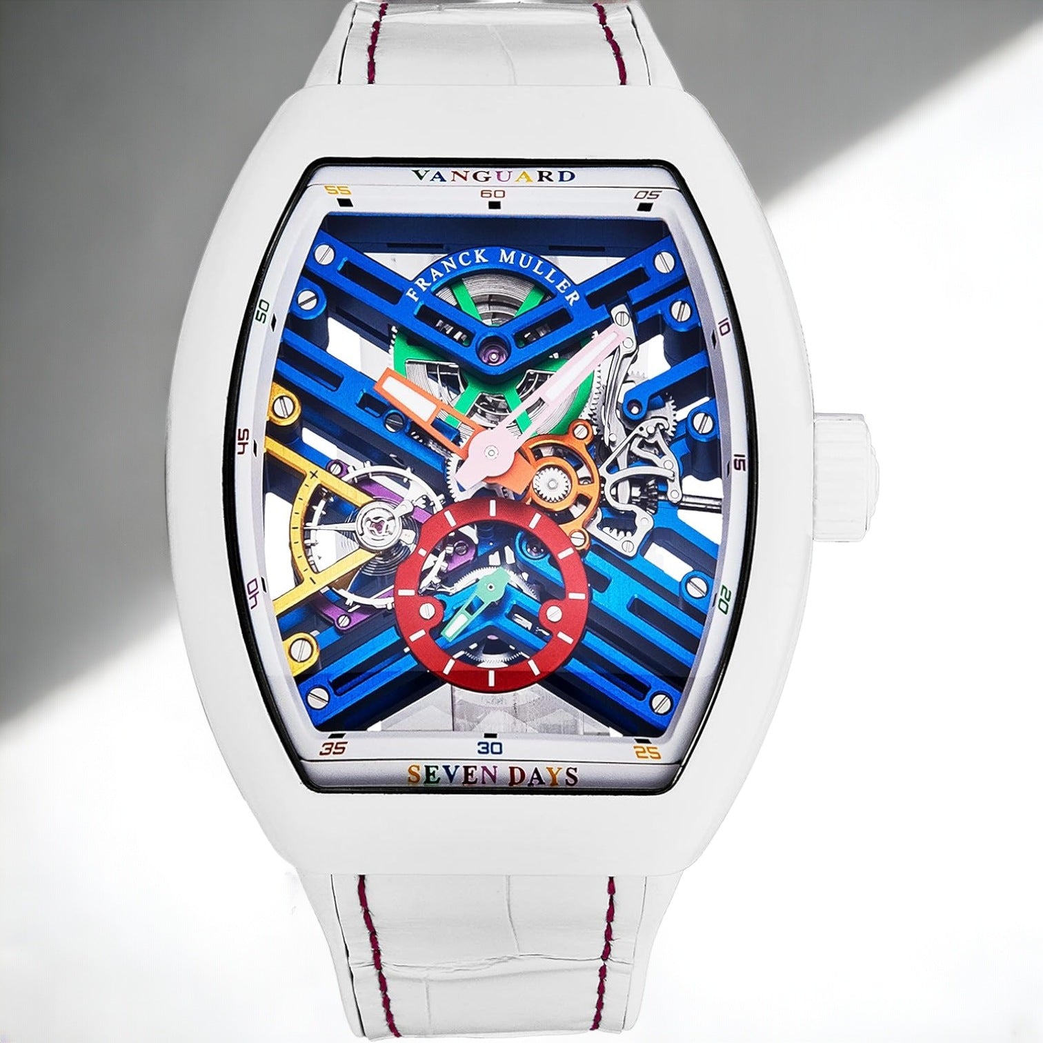 Vanguard Seven Days Skeleton Color Dream White Rubber/Leather Strap