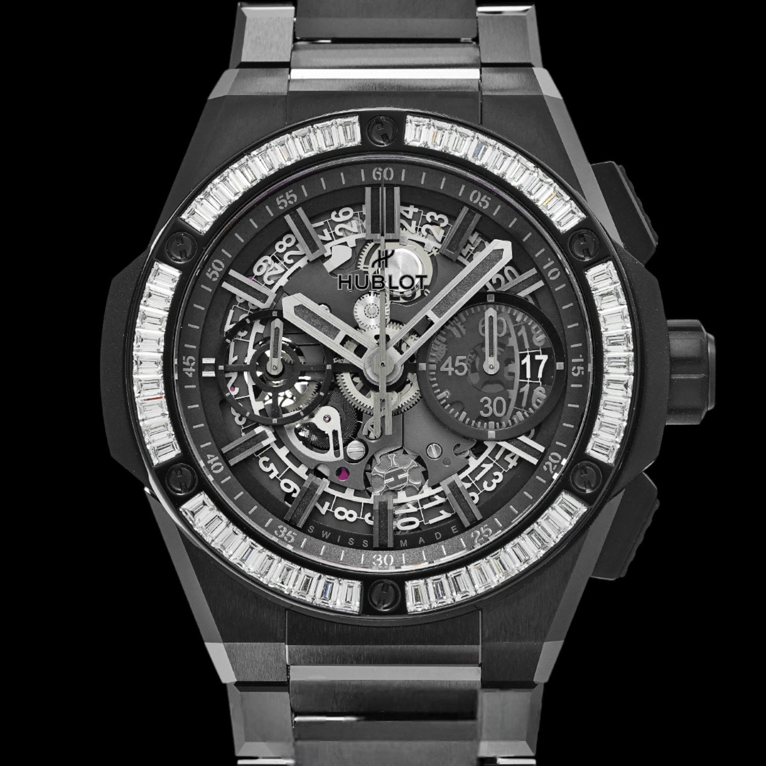 Big Bang Integrated All Black Baguette Diamonds Black Men's Watch