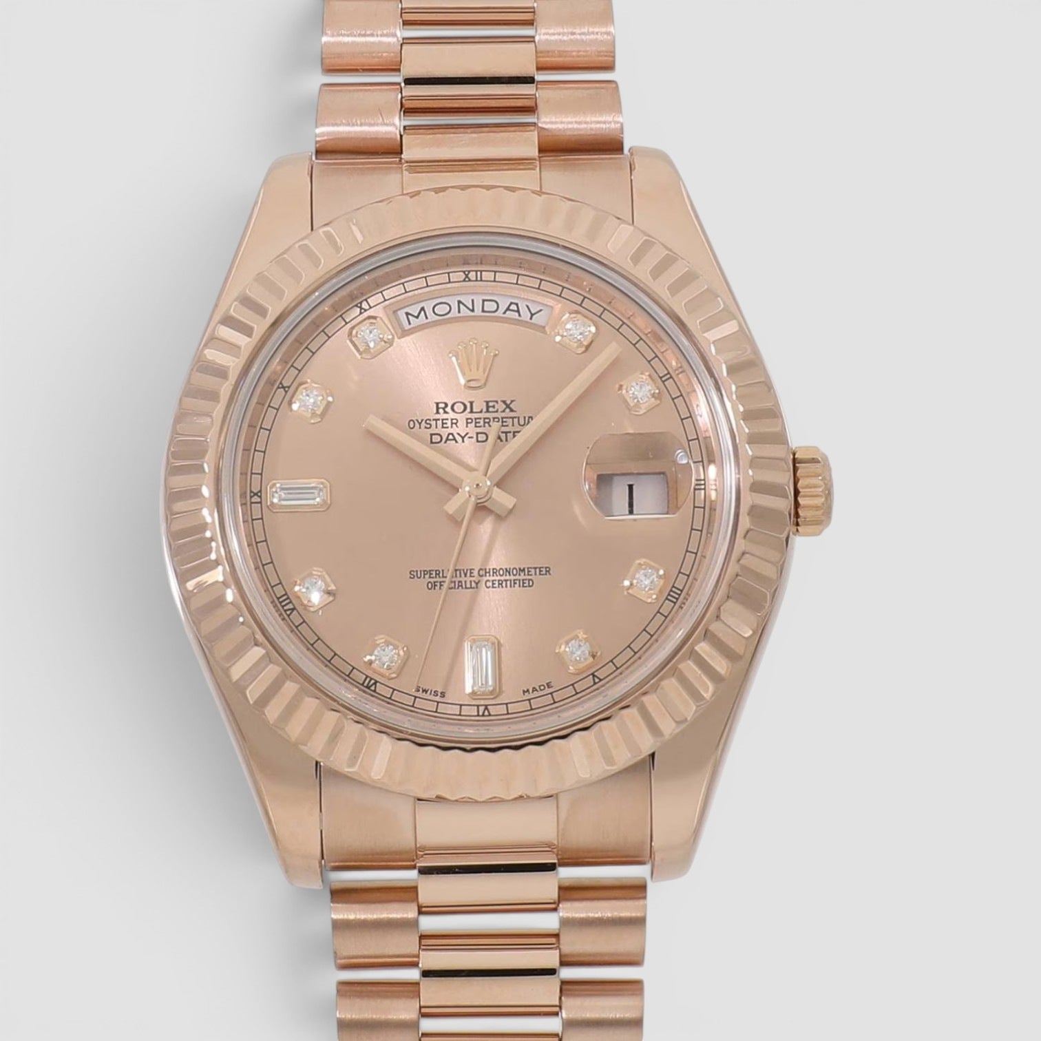 Rolex Day-Date II 41mm 18K Everose Gold Pink Diamond Ruby Dial Ref
