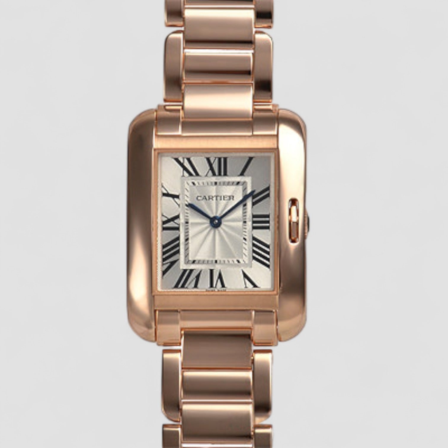 Tank Anglaise Silvered Flinque Dial Ladies Watch
