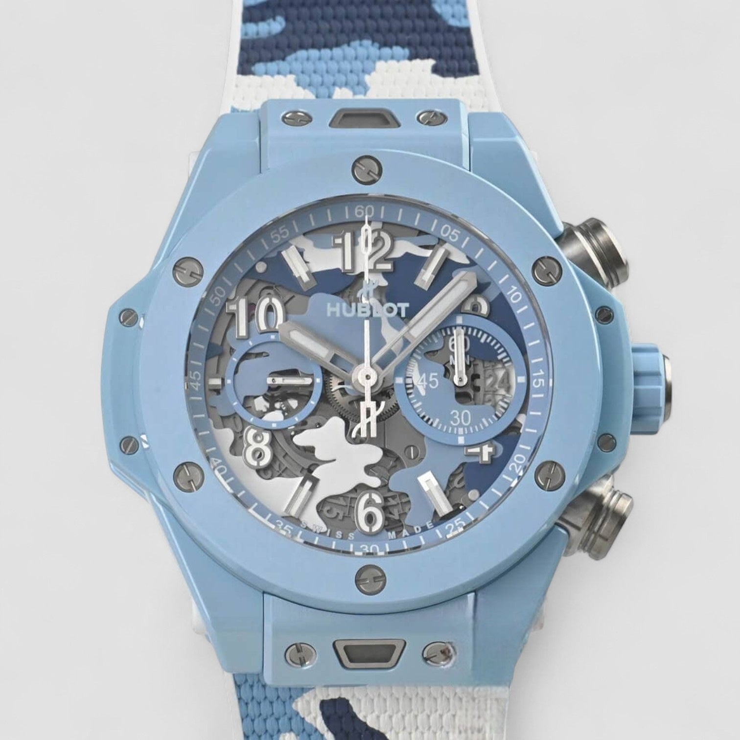 JCAM BIG BANG UNICO SKY BLUE CAMO 44 MM
