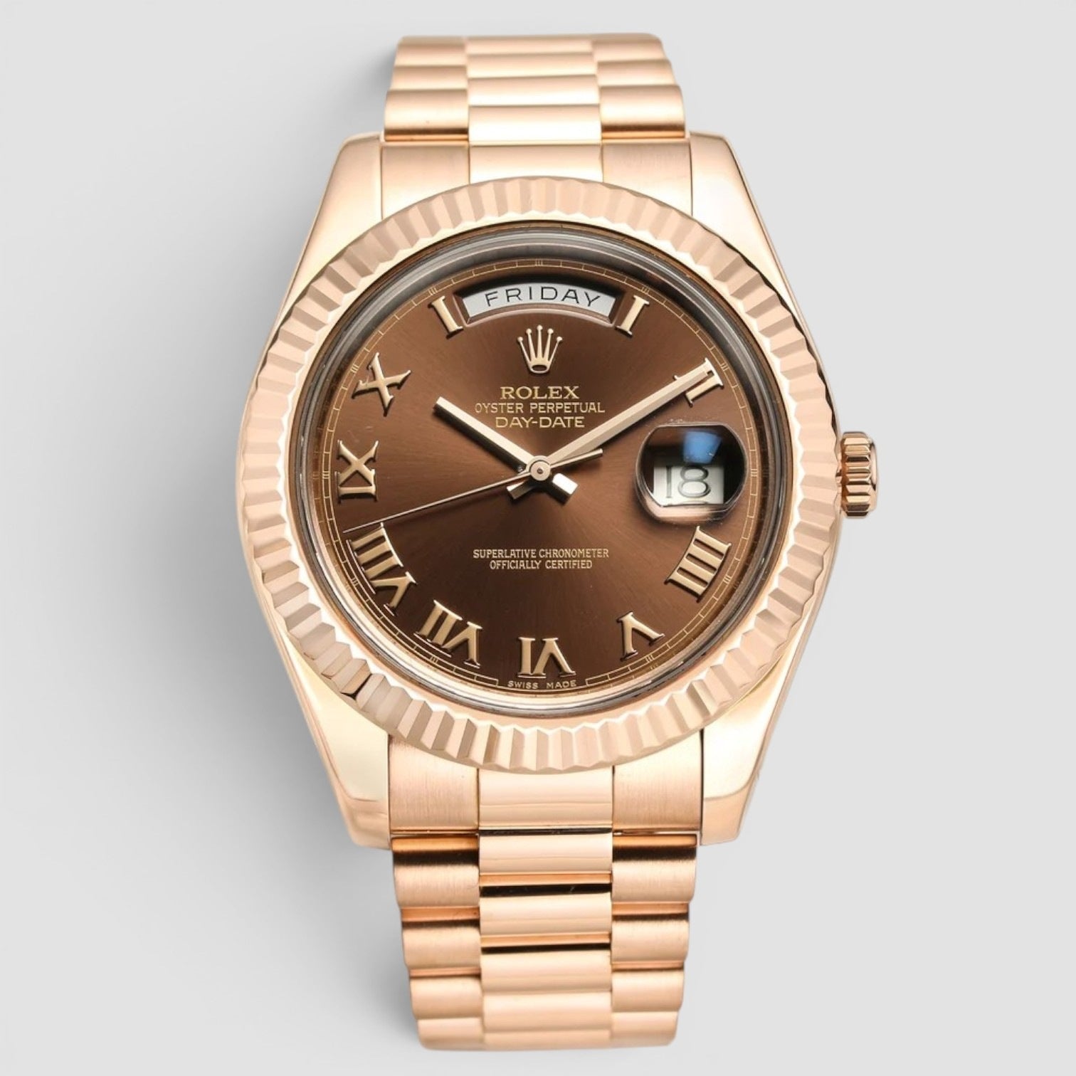 Day-Date II 41mm 18K Everose Gold Chocolate Roman Dial