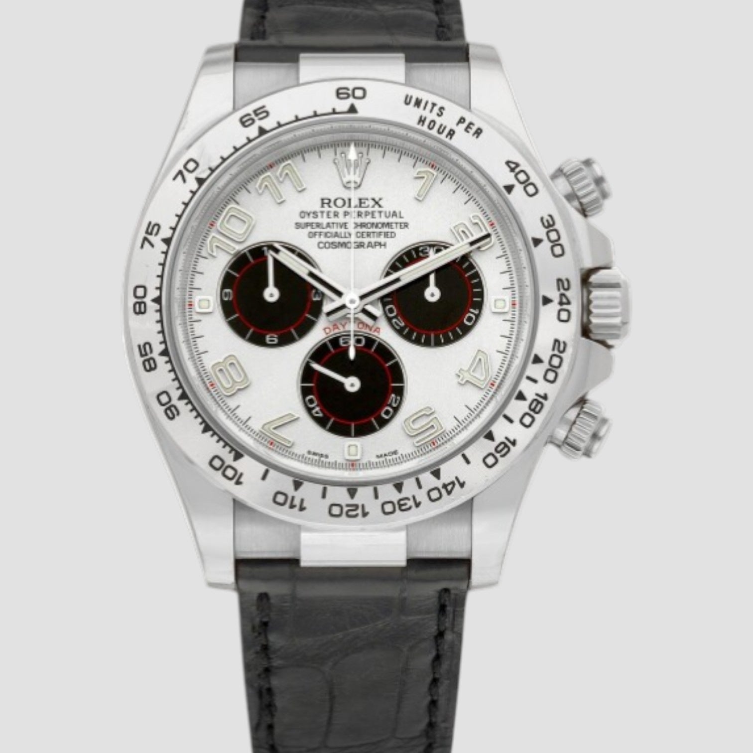 Daytona White Gold Blue Strap Chronograph Mens Watch