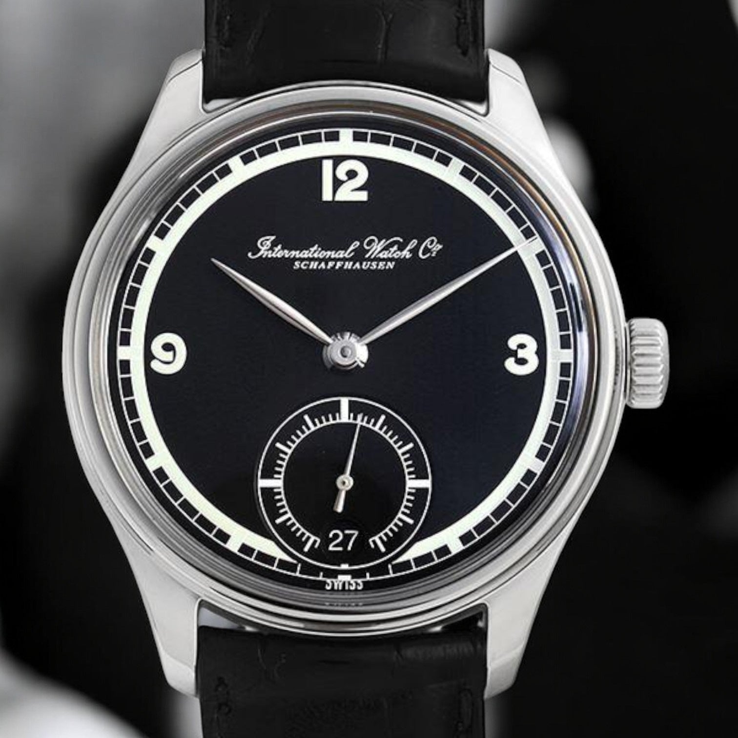 Portuguese Hand Wound Eight Days SS / Black Dial 75th Anniversary