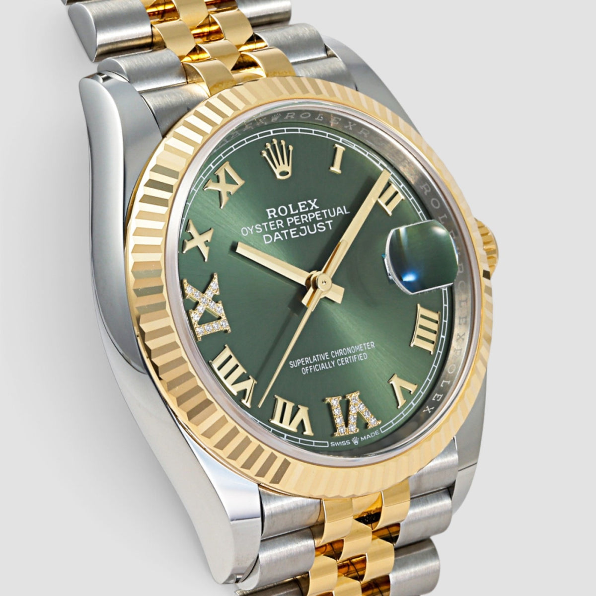 Datejust 36mm Oystersteel & 18K Yellow Gold Olive Green Diamond Dial