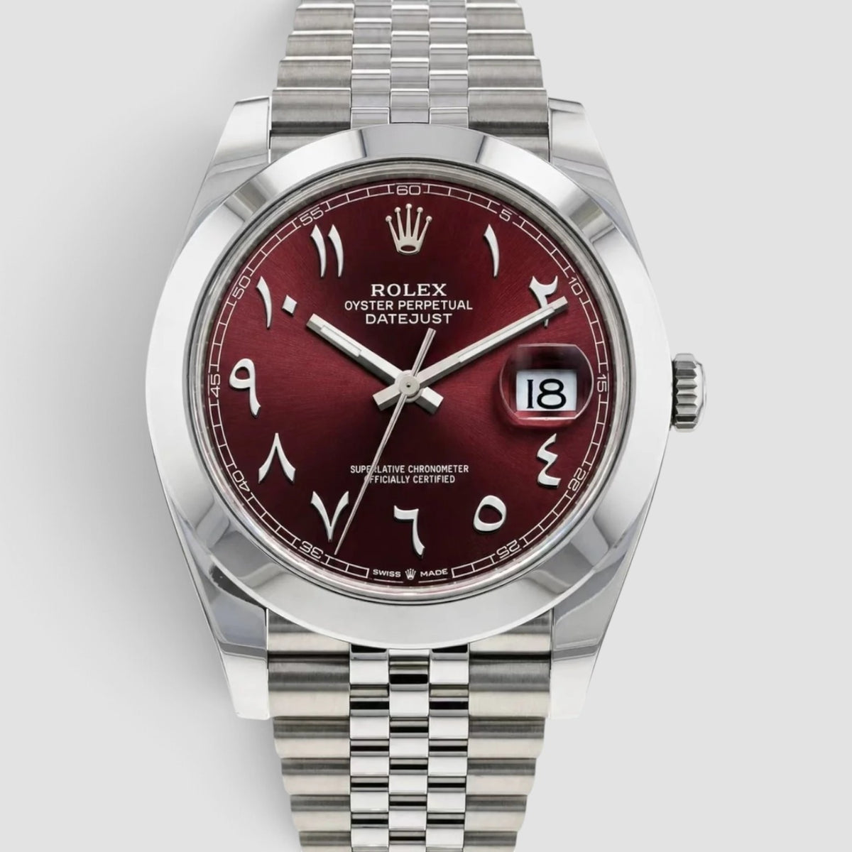 Datejust 41 Burgundy Arabic Custom Dial Jubilee