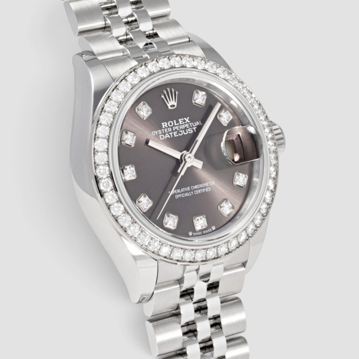 Lady-Datejust 28 Grey Diamond Dial Jubilee