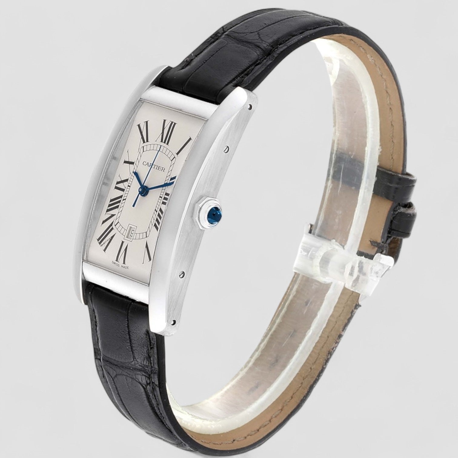 Tank Americaine Automatic Silver Dial 18 kt White Gold Men's Watch