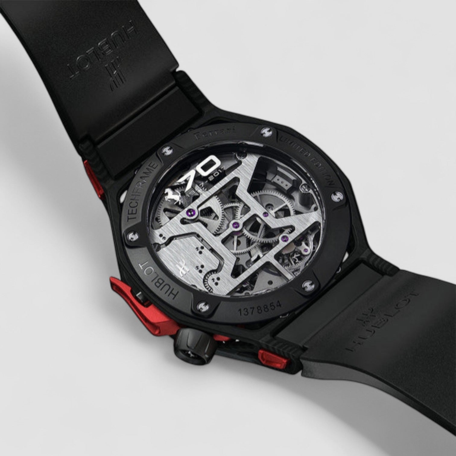 Techframe Ferrari Tourbillon Chronograph Carbon Fiber on Strap