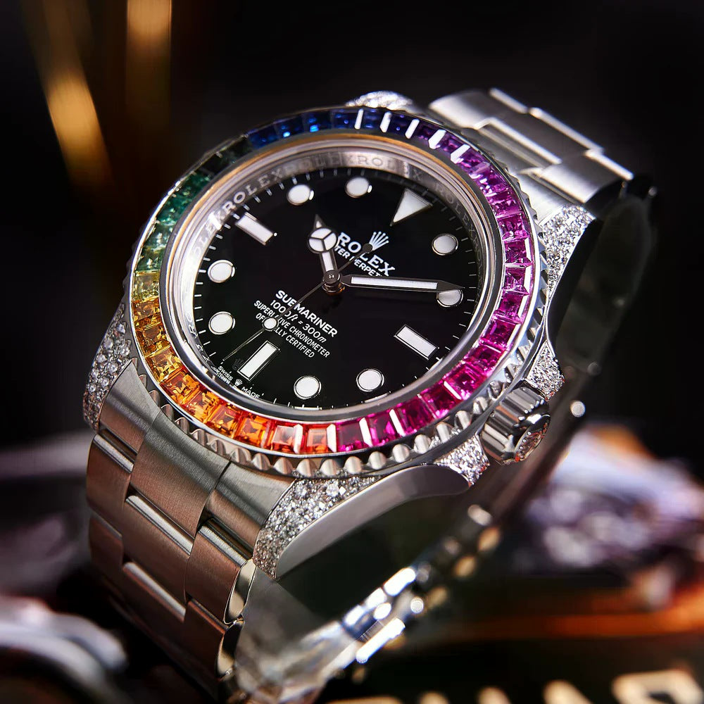 Submariner – 41mm – Black Dial – Custom Diamond-Set – Rainbow bezel - Iced Out