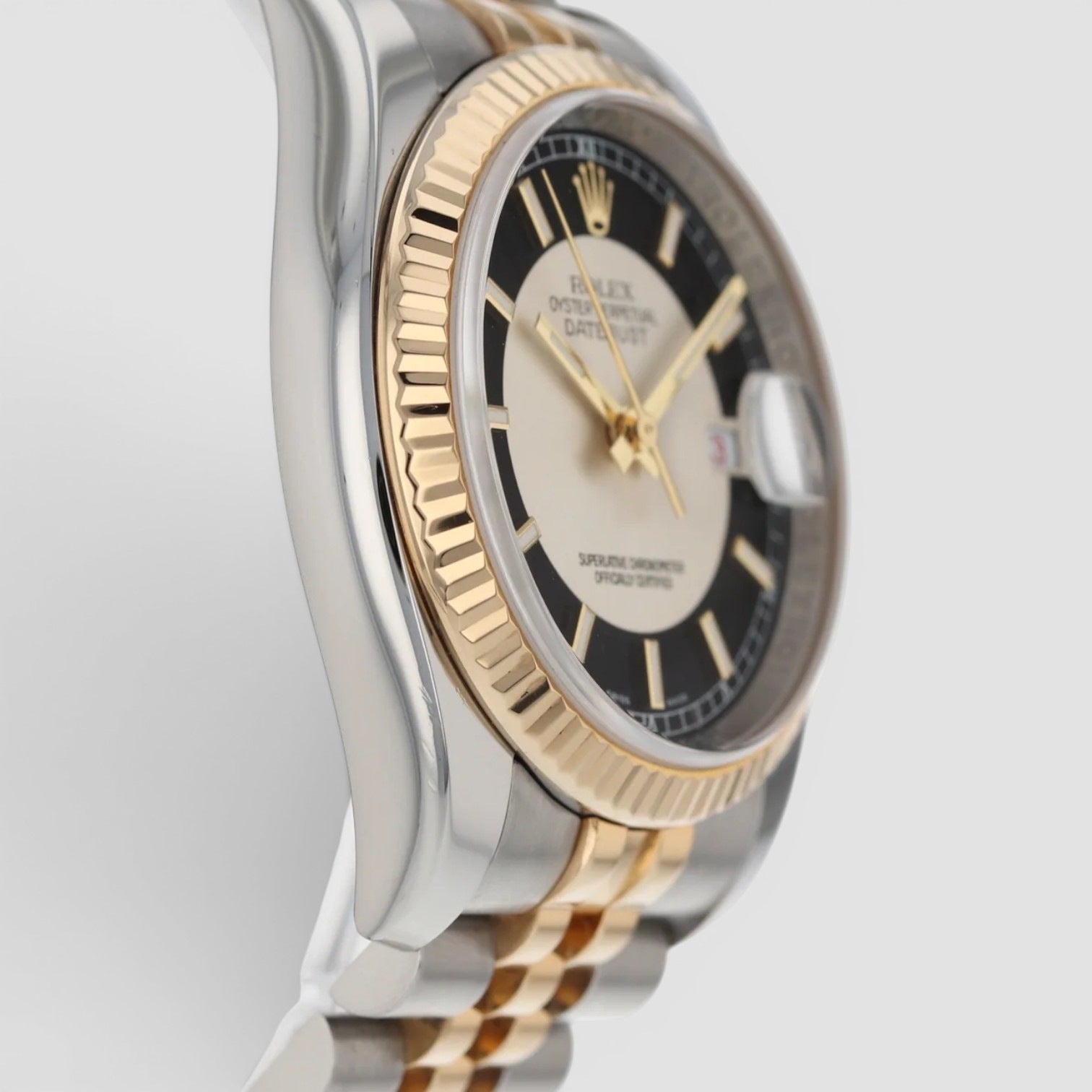 Datejust 36 Jubilee Stainless Steel & Yellow Gold Watch Tuxedo Index Dial