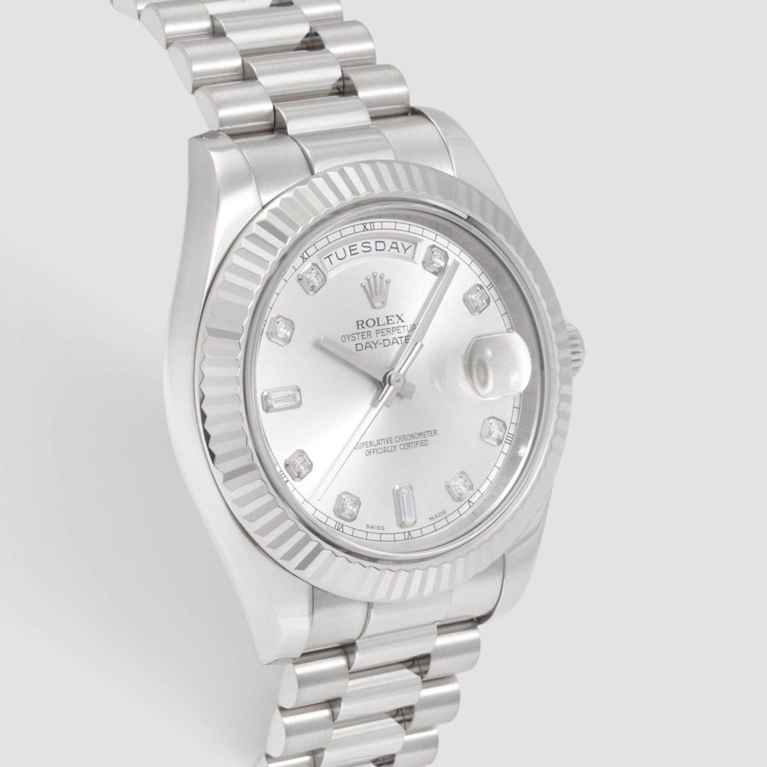 Day-Date II 41mm White Gold Silver Diamond Dial