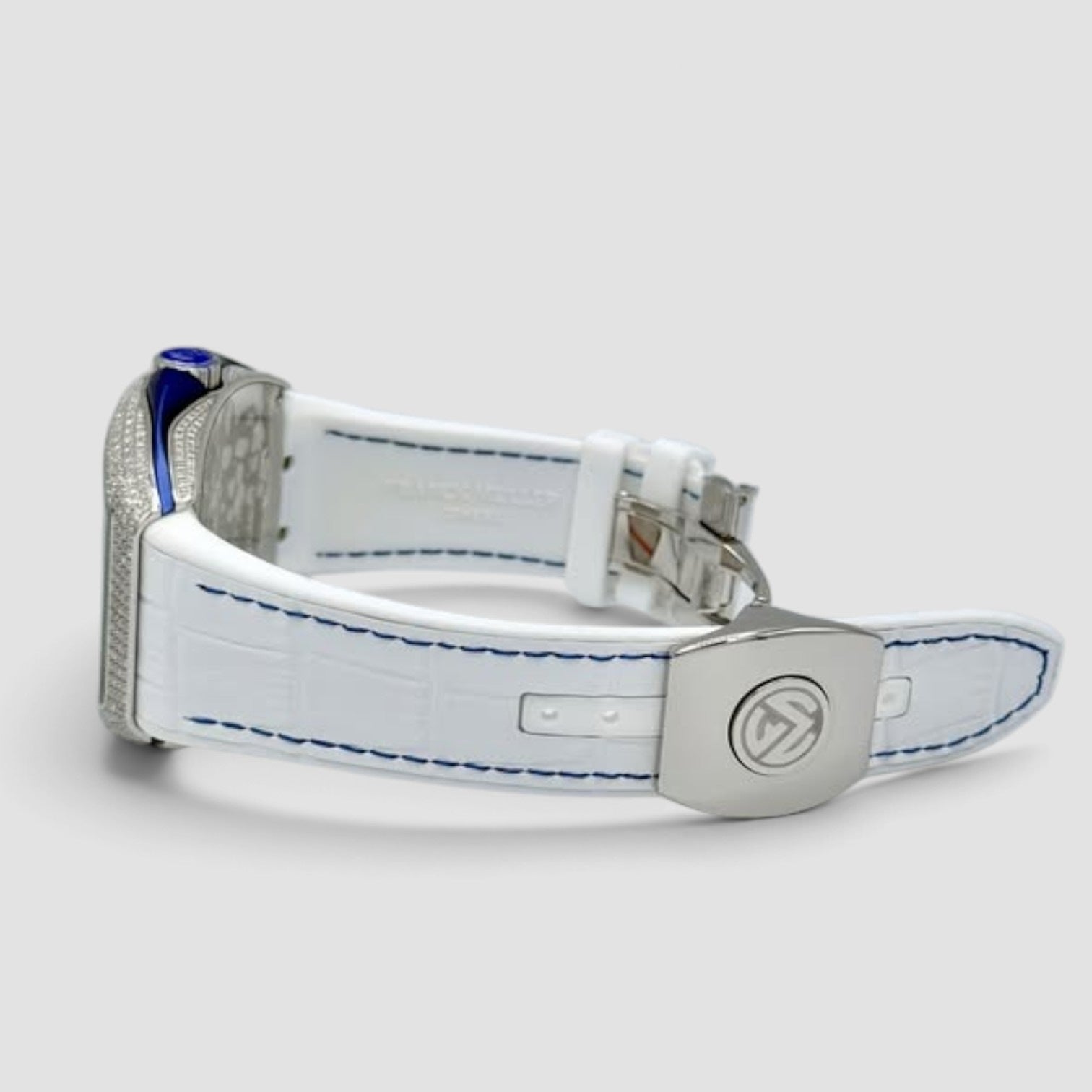 Vanguard Yachting 45mm White Dial Blue Accents Diamond-Set Bezel