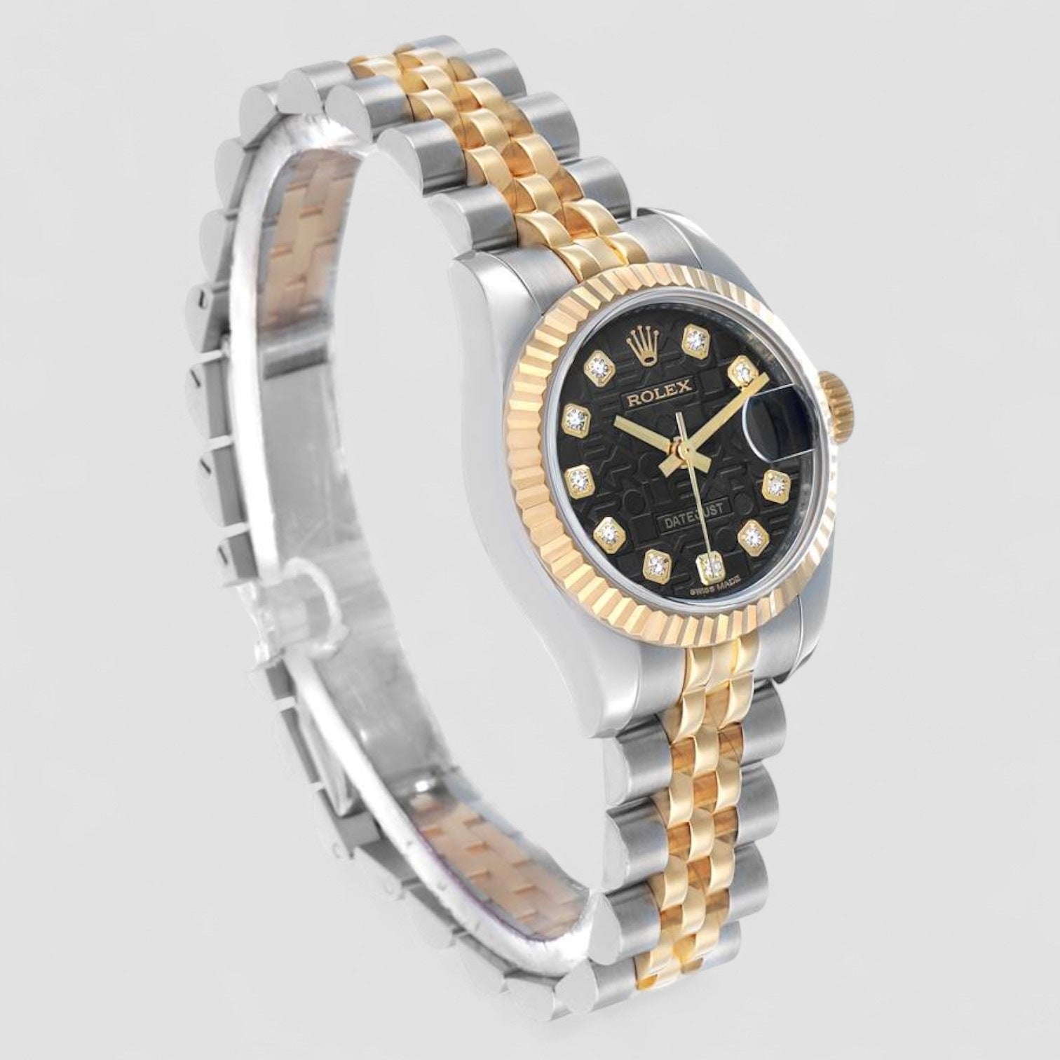 Lady DateJust Automatic Chronometer Diamond Black Dial Ladies Watch