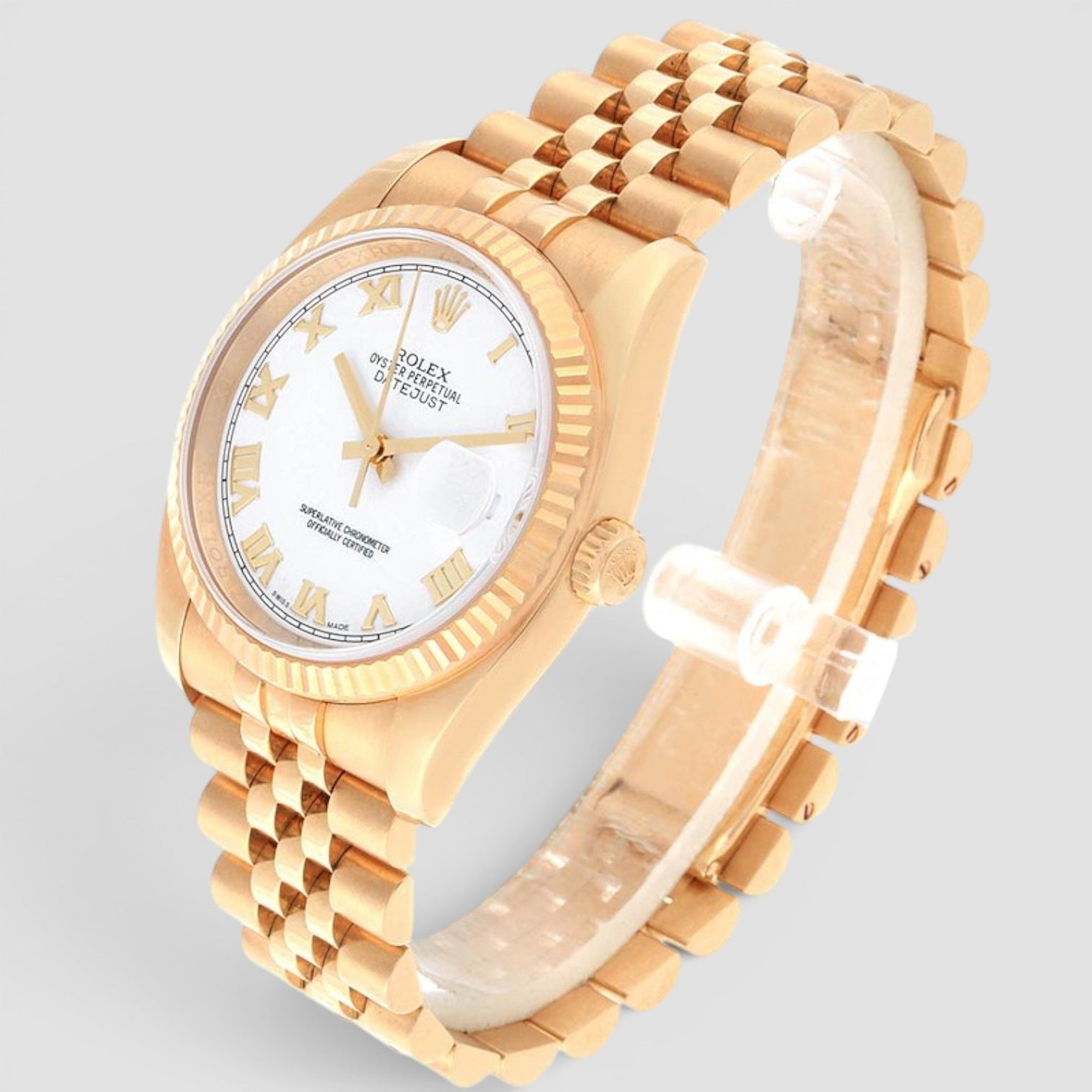 Datejust 36mm 18K Yellow Gold White Roman Dial