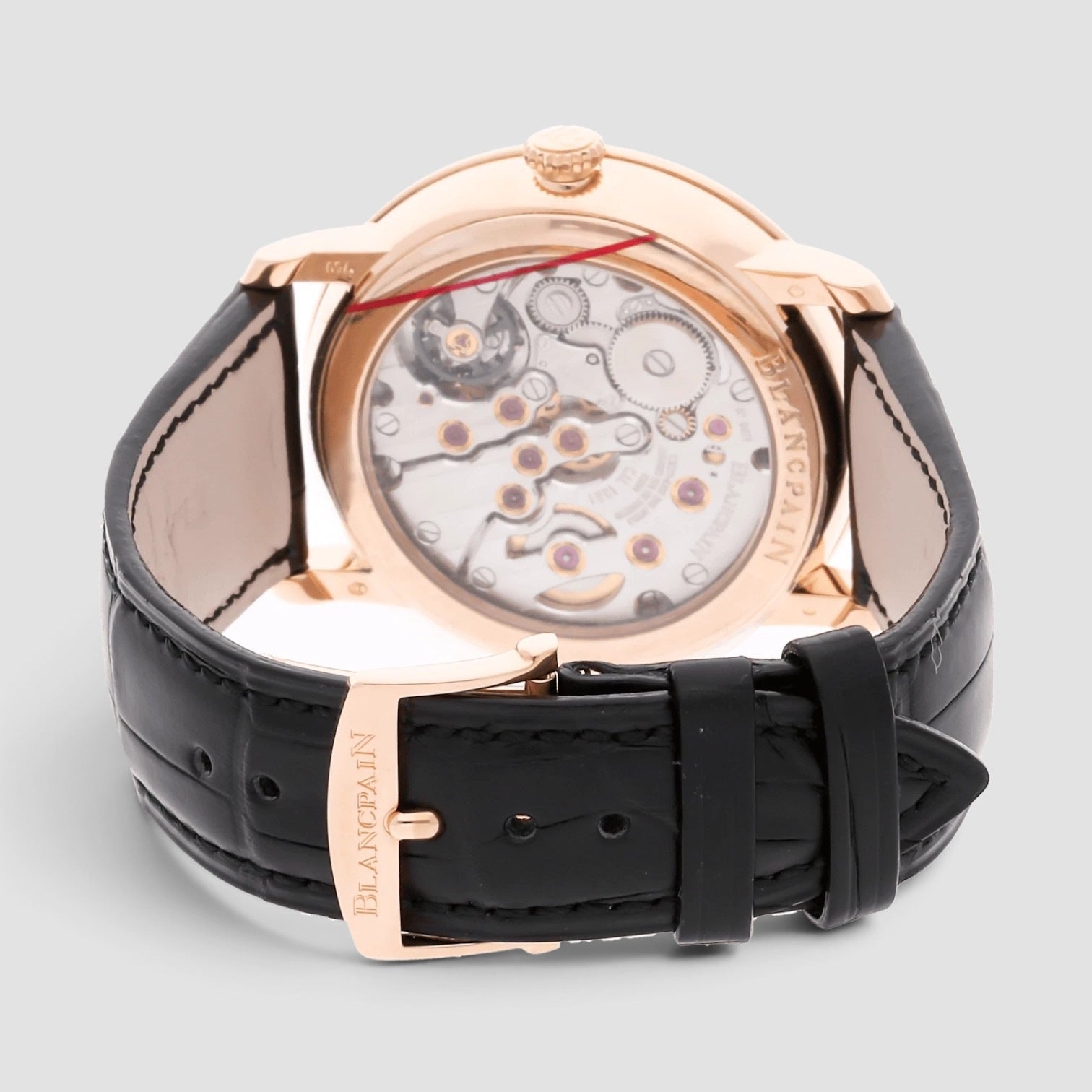 Villeret 8 Jours Manual 42mm Rose Gold Black Enamel Dial
