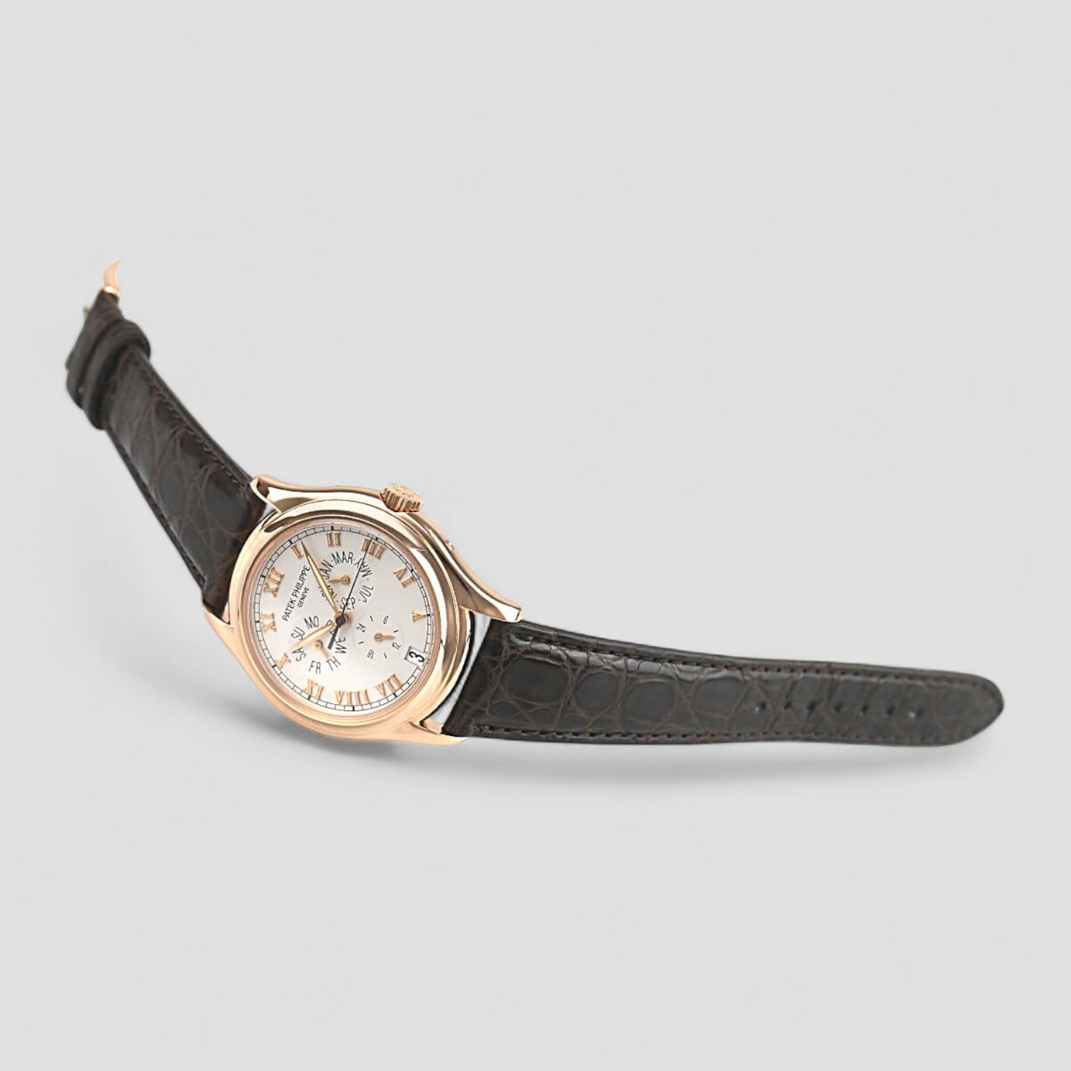 Annual Calendar 18K Rose Gold Silver Dial