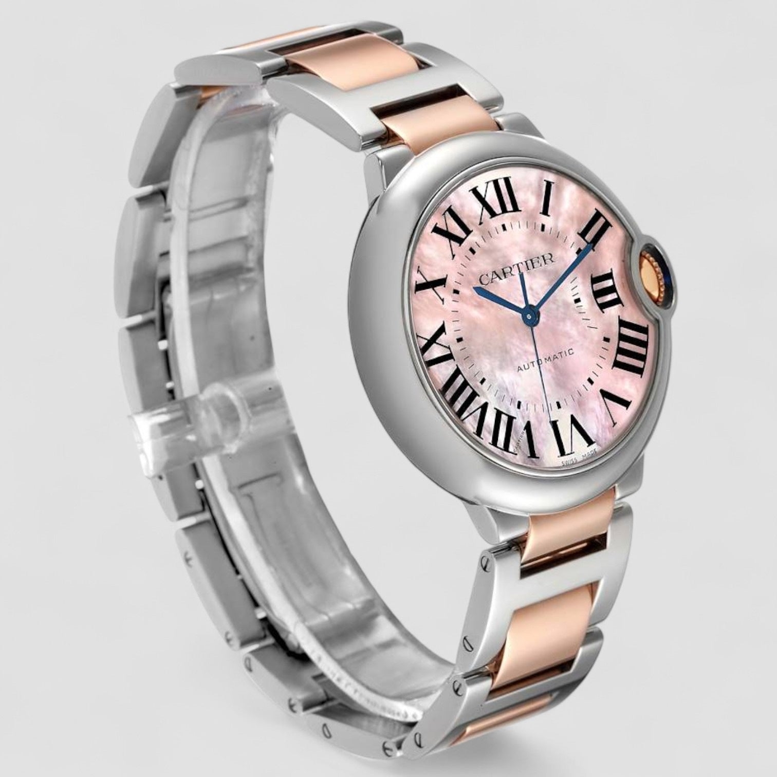 Ballon Bleu 36mm Steel Rose Gold Mother of Pearl Ladies Watch