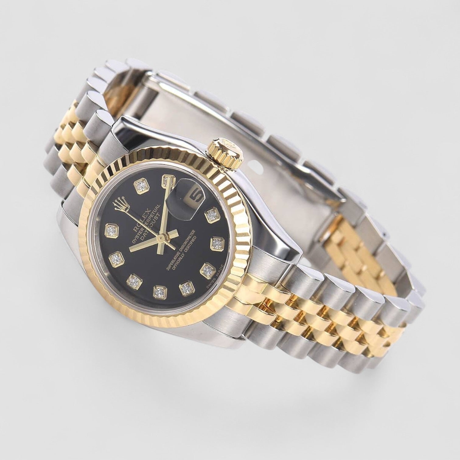 Datejust Black Anniversary Diamond Dial Ladies Watch
