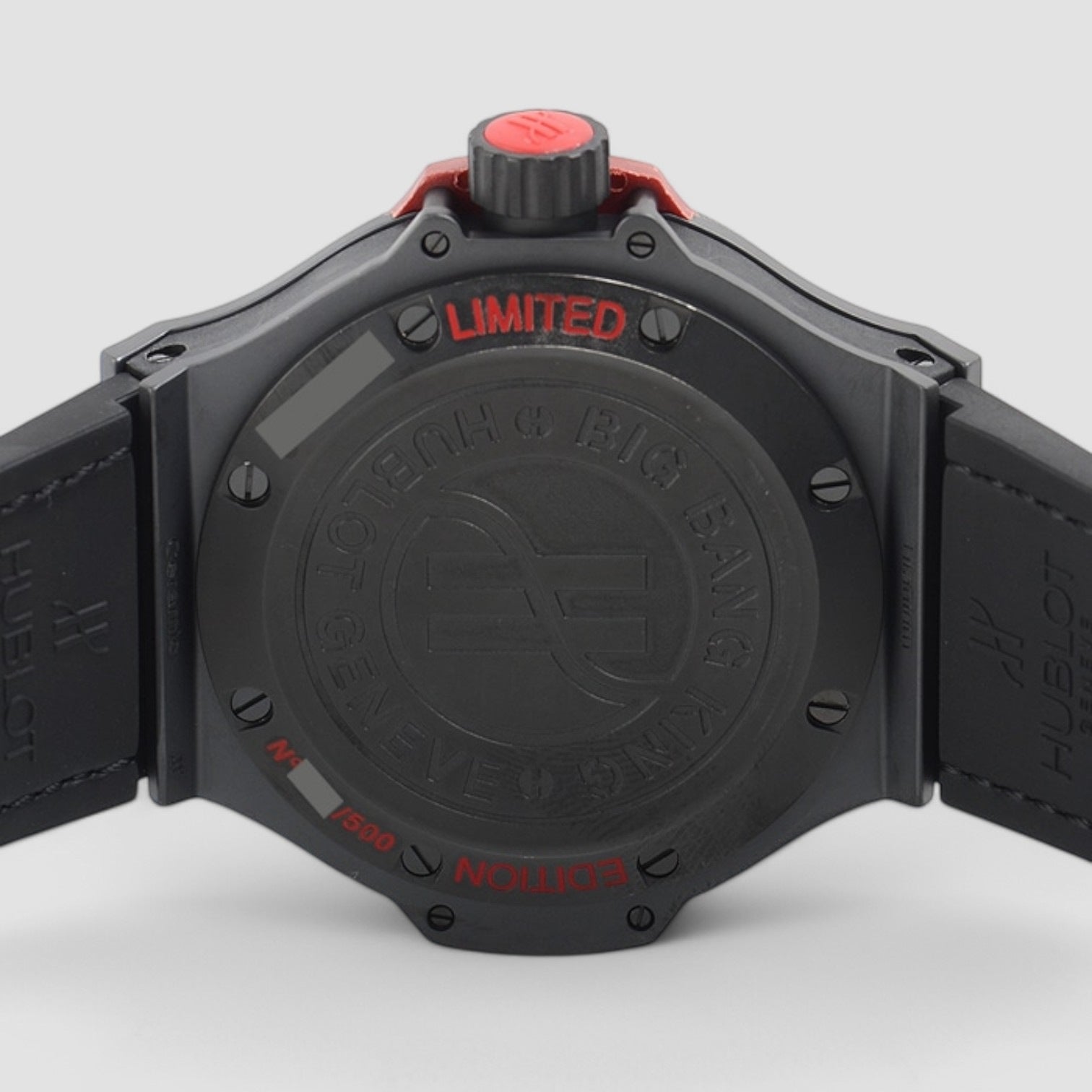 Big Bang Black Dial Red Leather Strap Men's Watch