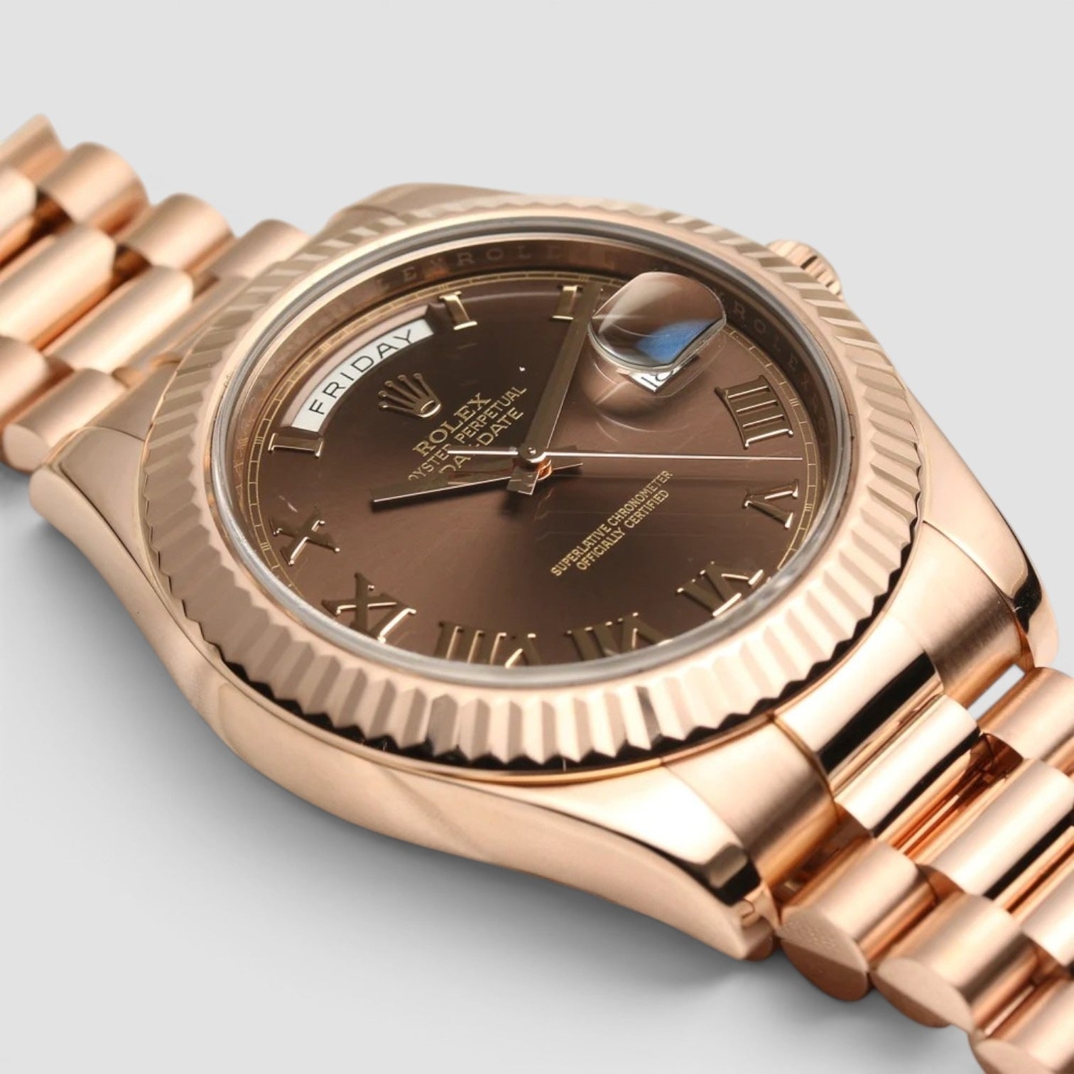 Day-Date II 41mm 18K Everose Gold Chocolate Roman Dial