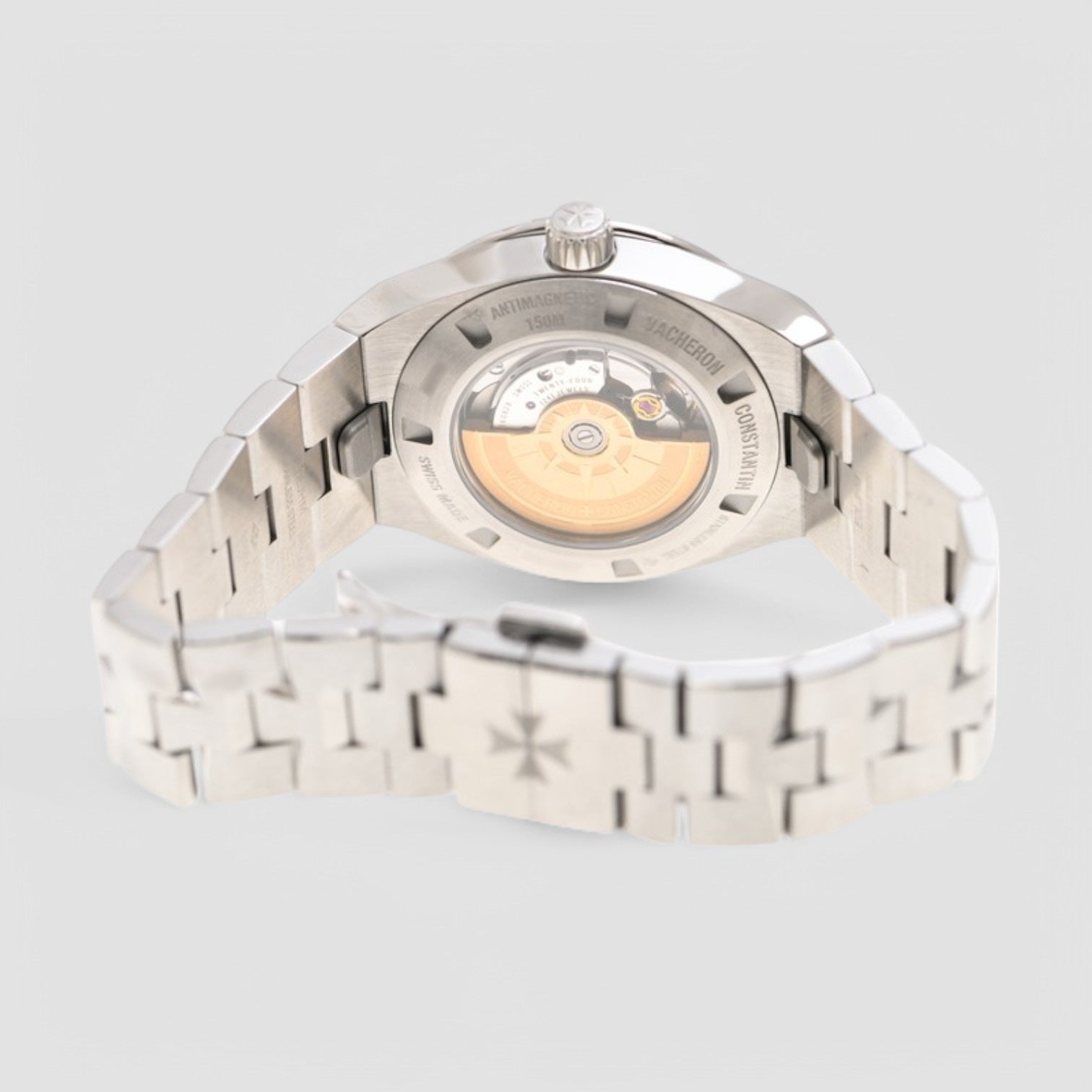 Overseas Self-Winding Steel Pink Dial Diamond Bezel
