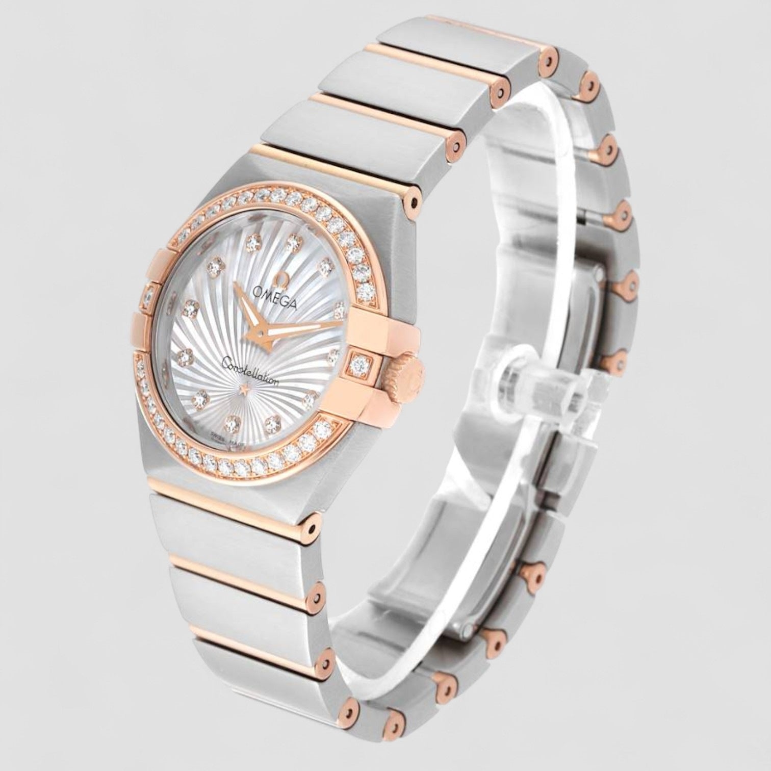 Constellation 27 Steel Rose Gold Mother Of Pearl Diamond Ladies Watch