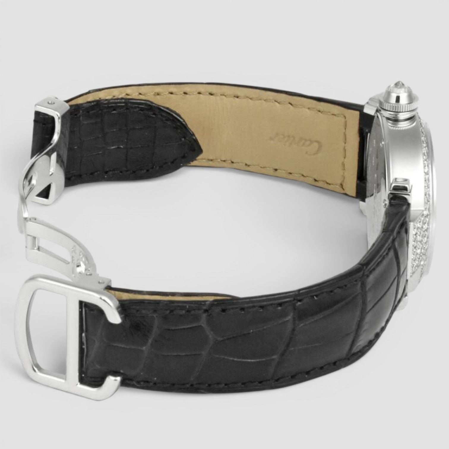Pasha de Cartier 32mm 18K White Gold Diamond Bezel