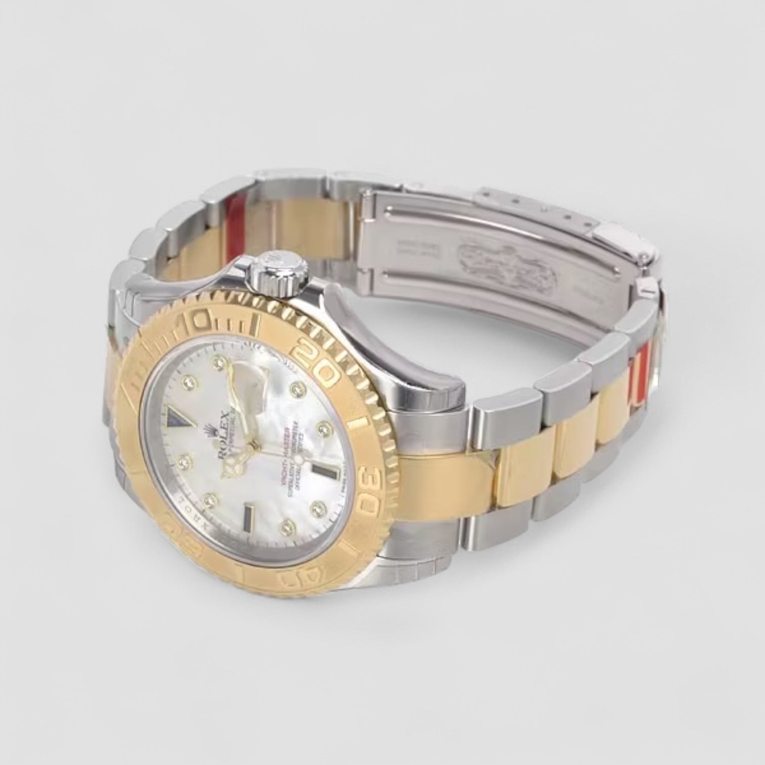 Yachtmaster Steel Yellow Gold Diamond Sapphire Serti Mens Watch