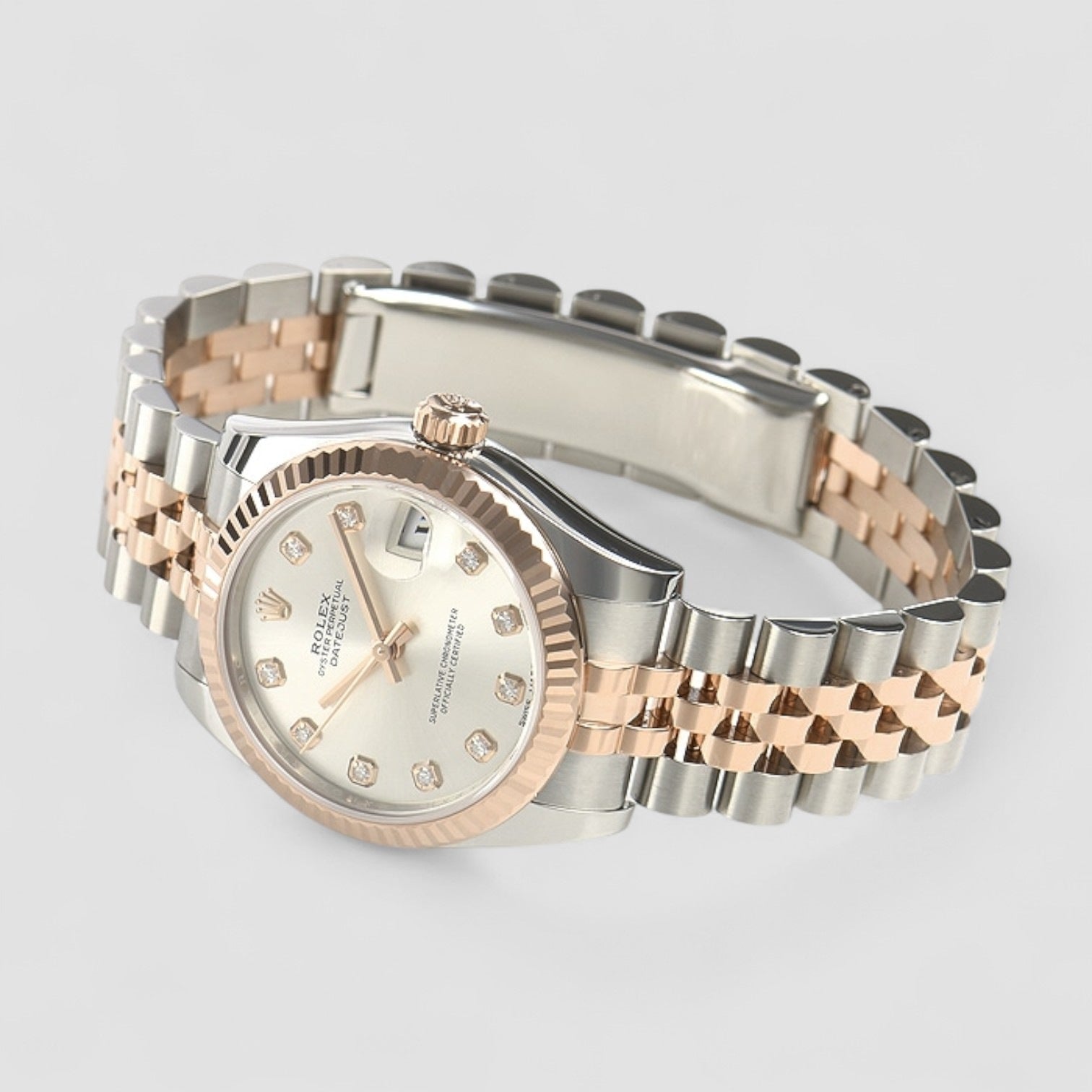 Datejust 31 Silver Diamond Dial Rose Gold