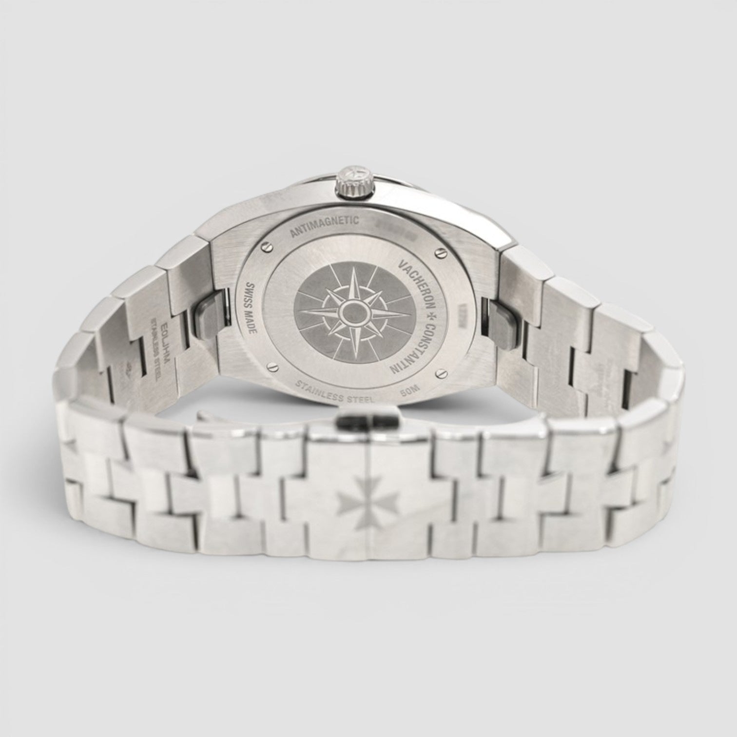Overseas Quartz 33mm Steel Blue Dial Diamond Bezel