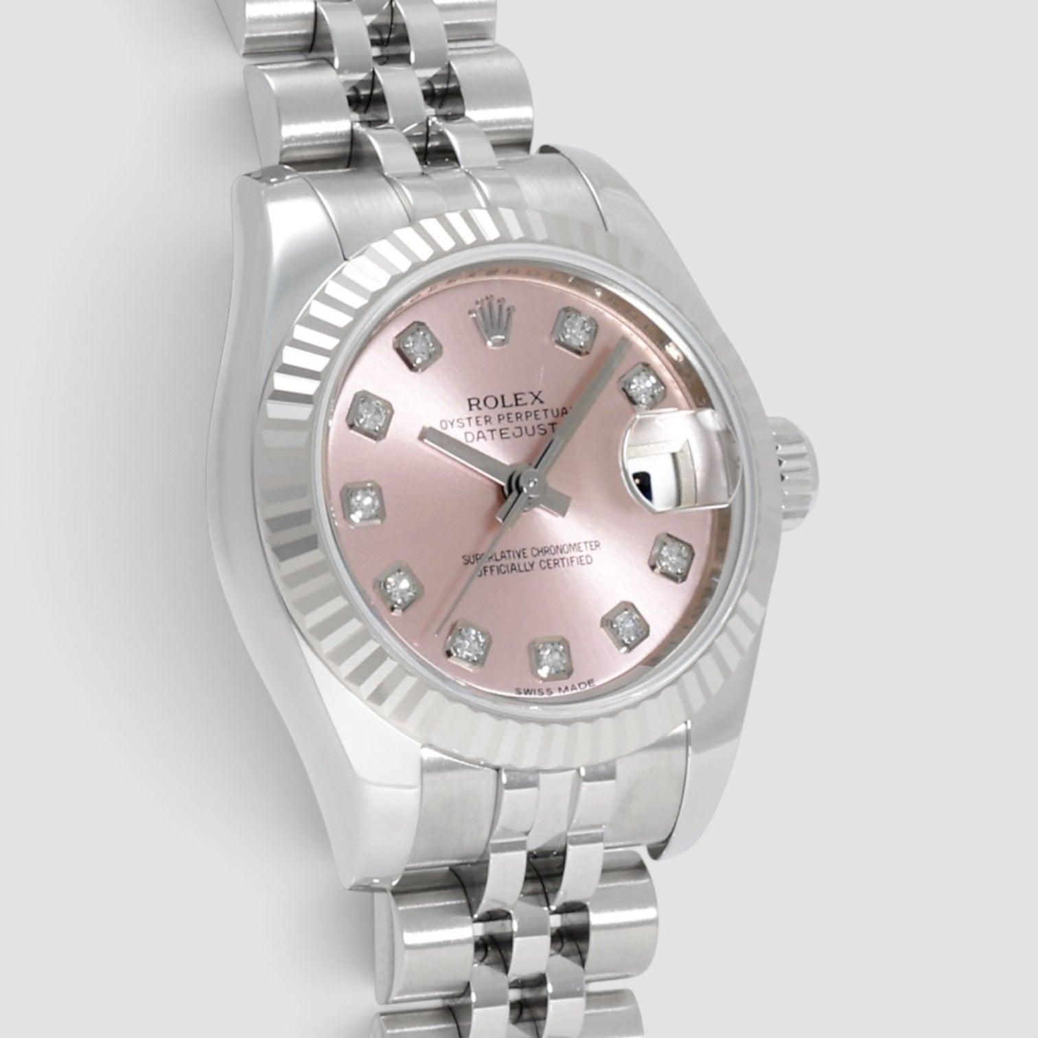 Lady-Datejust 26mm Steel & White Gold Pink Diamond Dial
