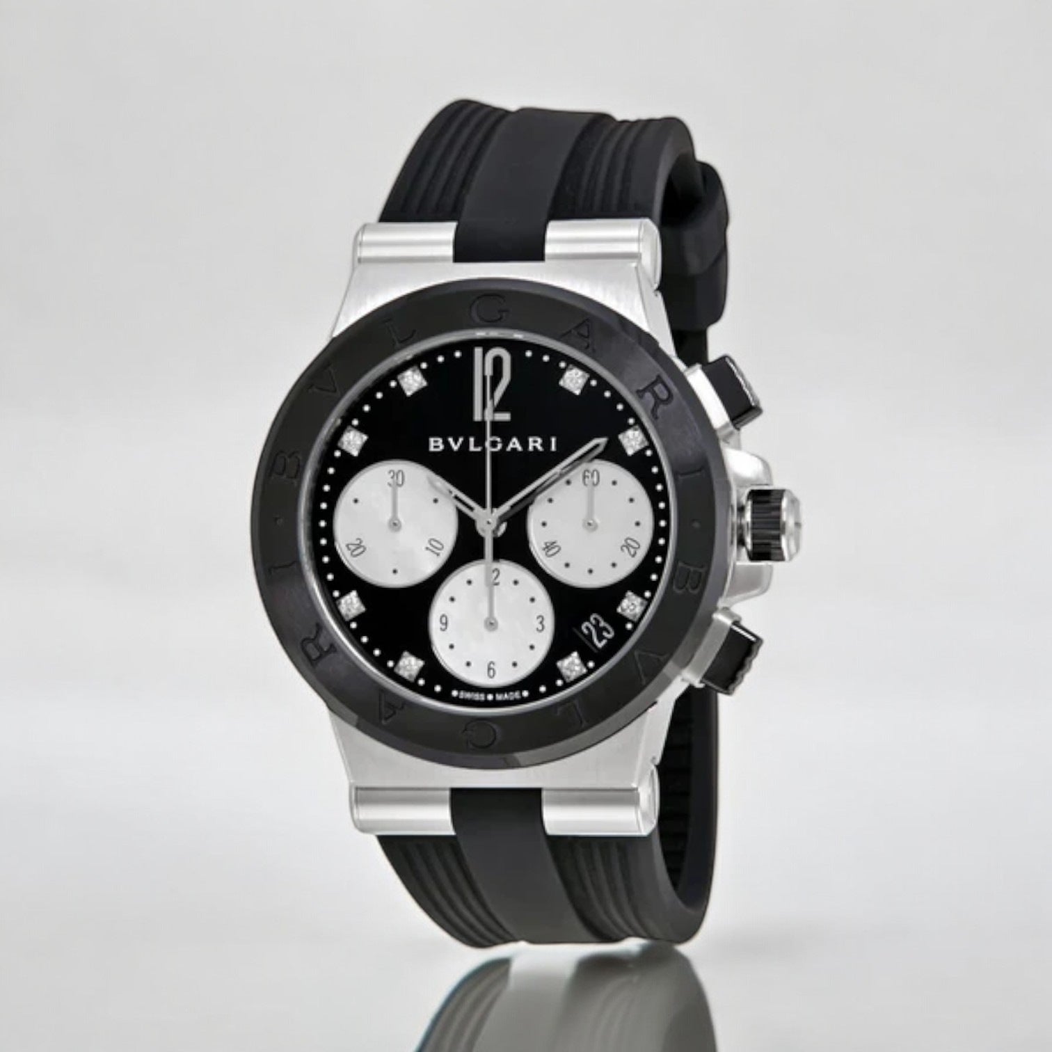 Diagono black lacquered diamond dial chronograph