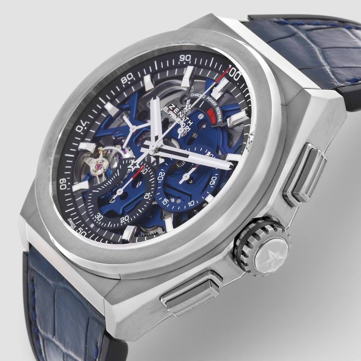 Defy El Primero 21 Chronograph 44mm Titanium Blue Skeleton Dial