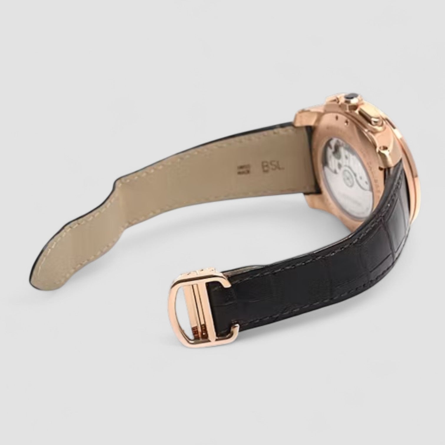 Calibre Silver Dial Rose Gold Chronograph Mens Watch